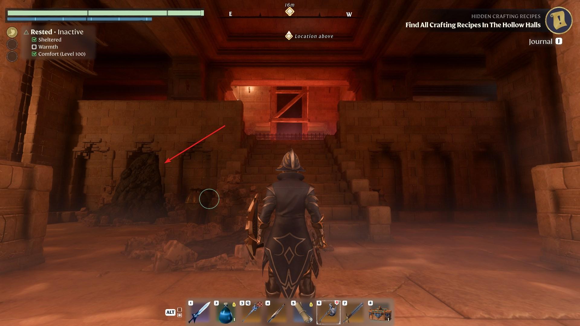 Dig through the dirt pile in the Sun Temple in Enshrouded Back to the Shroud Update