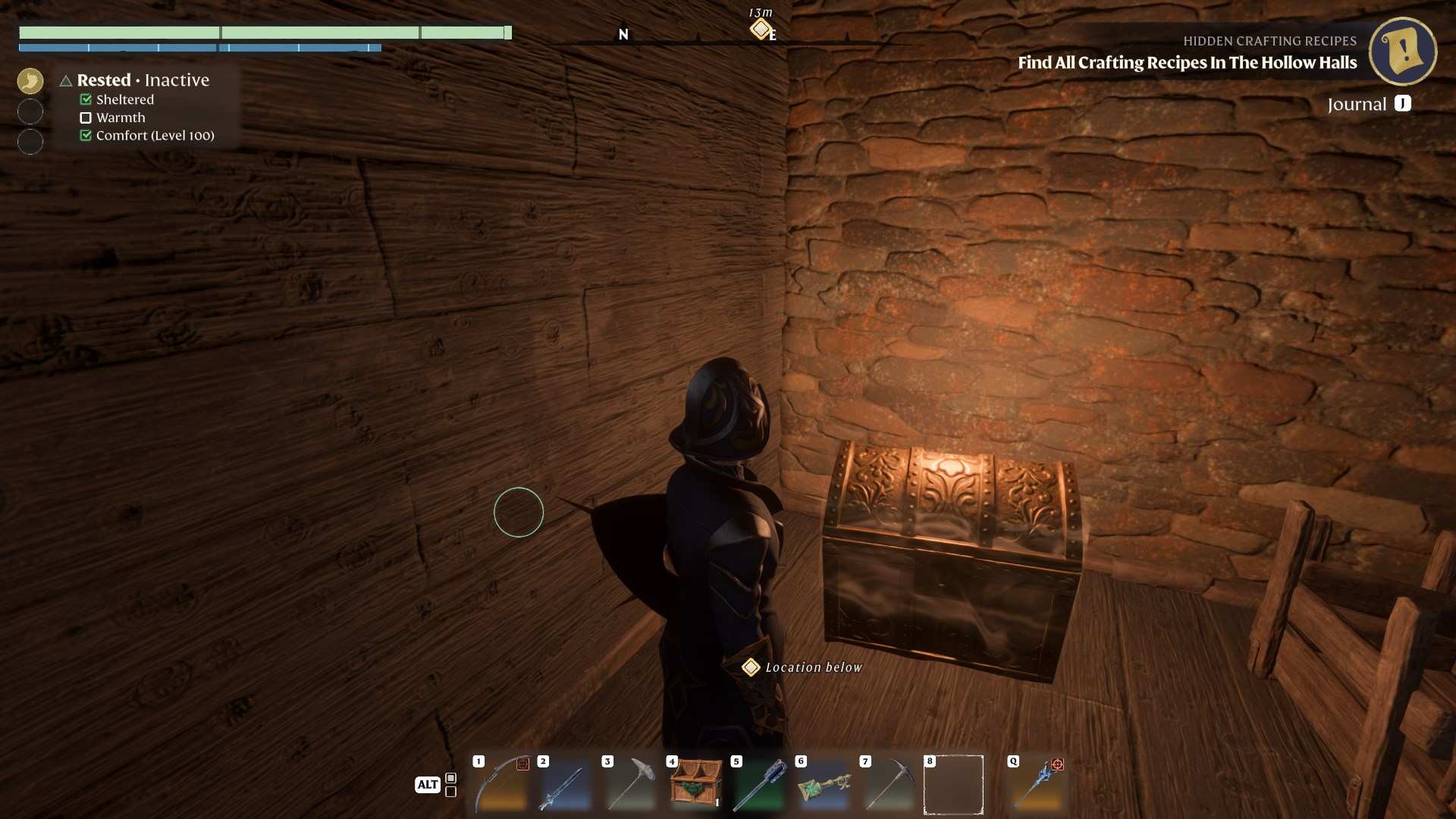 Find the golden chest using your grappling hook to reach the top of tower