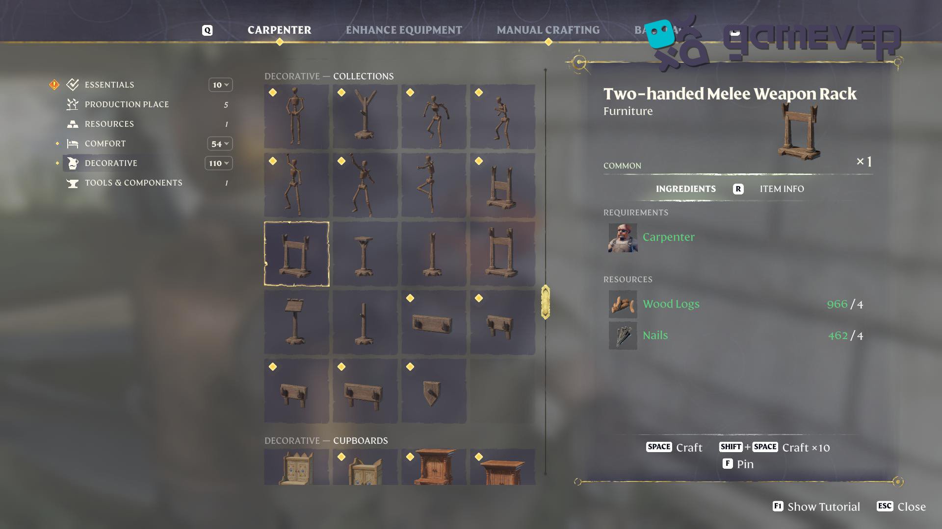 Organiza tus bastones con los racks de pie en la Actualización de Enshrouded Back to the Shroud