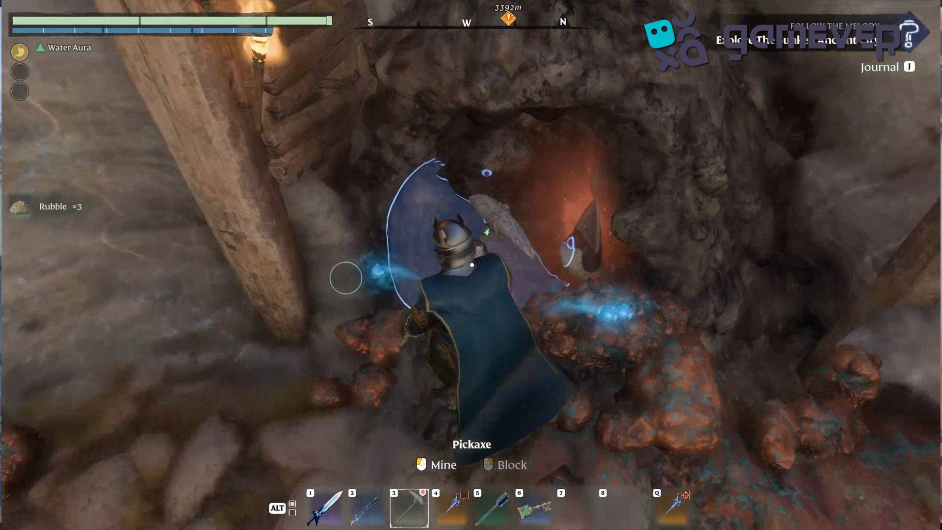 Mina el gran montón negro de escombros para encontrar el Diente de Tiburón Opaco en la Actualización 3 de Enshrouded