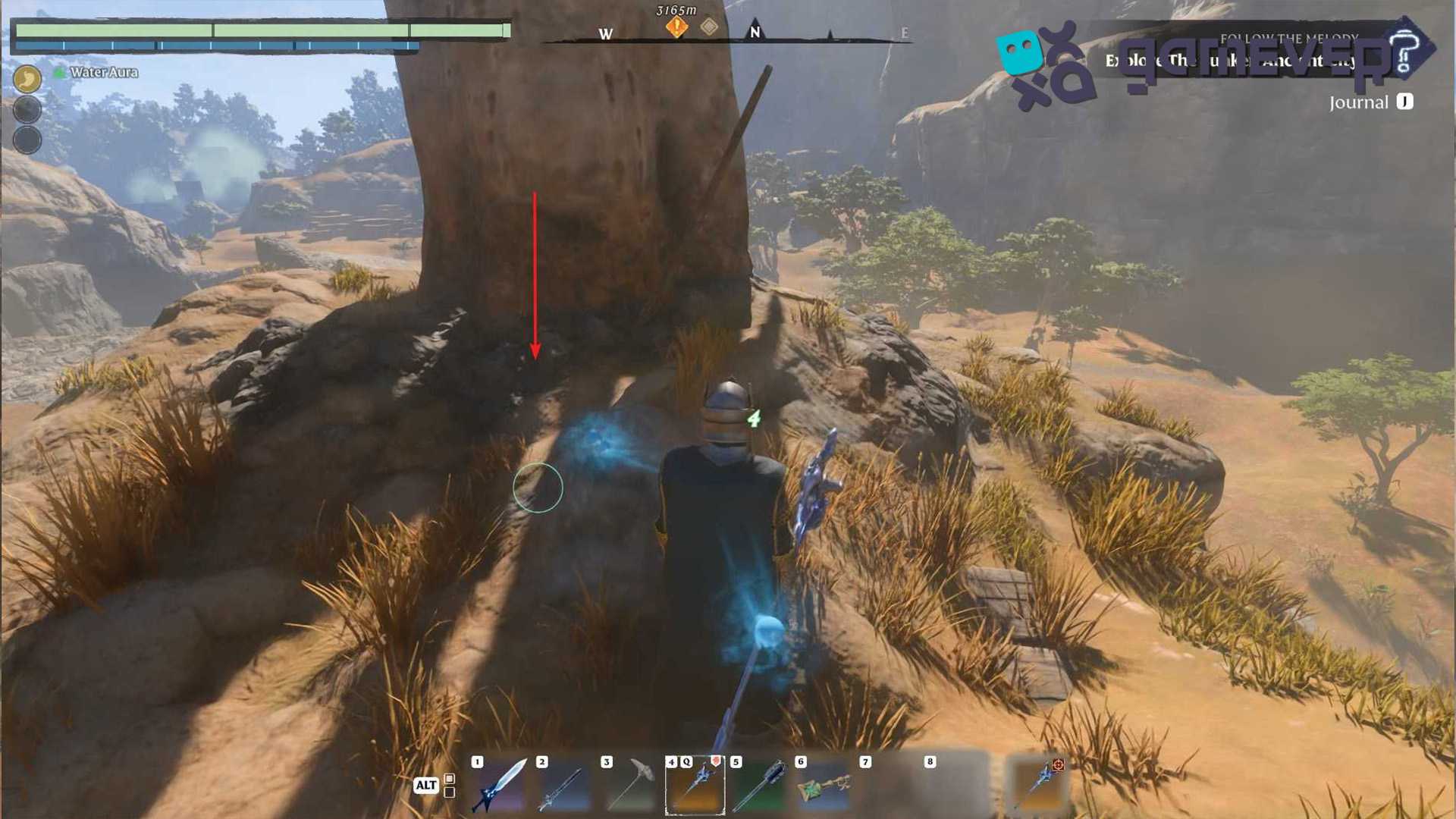 Cava en los montones de mineral alrededor del gran árbol en la Actualización "Back to the Shroud" de Enshrouded