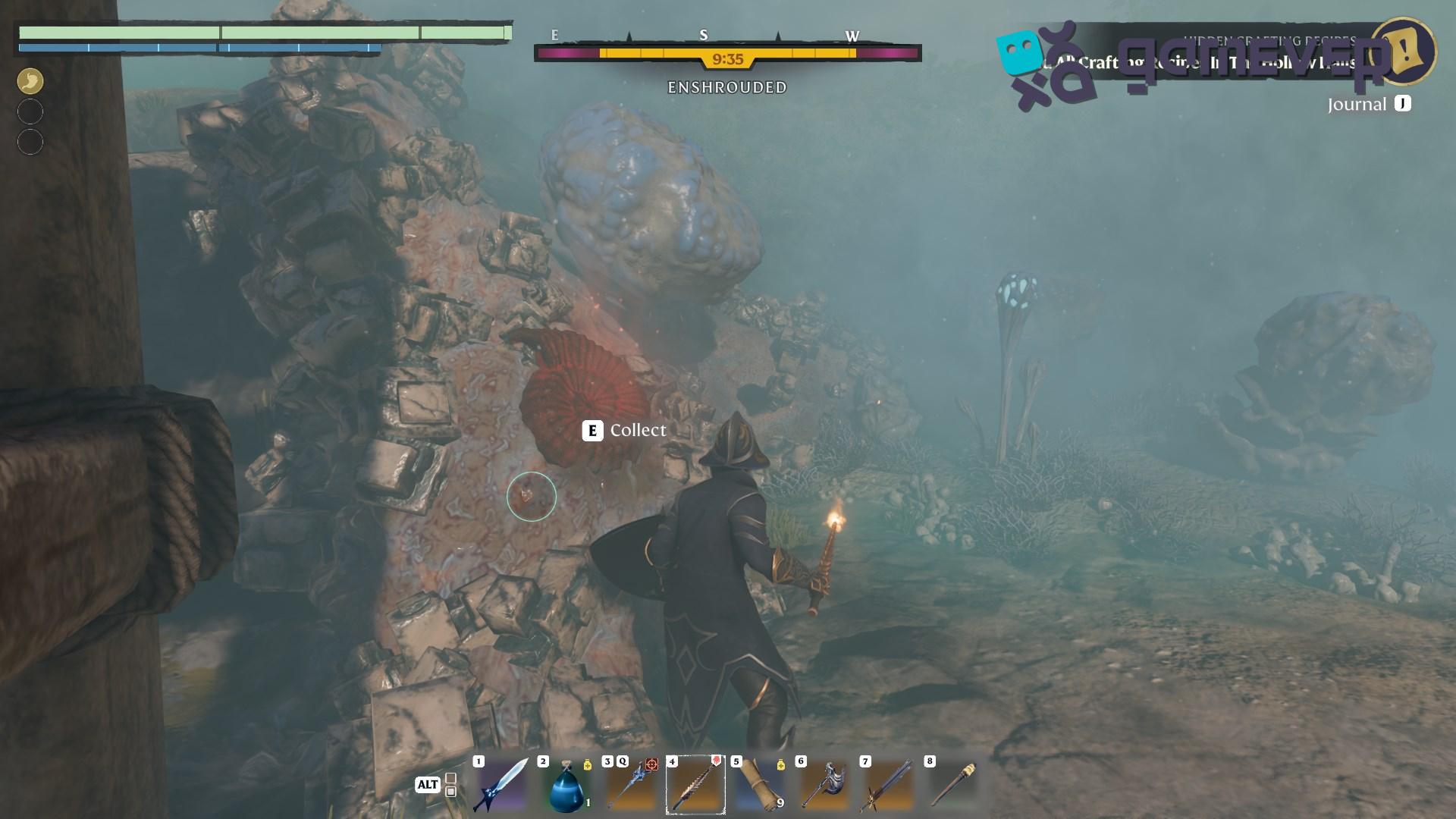 Encuentra el gran fósil de ammonite en la roca en la actualización "Enshrouded: Back to the Shroud