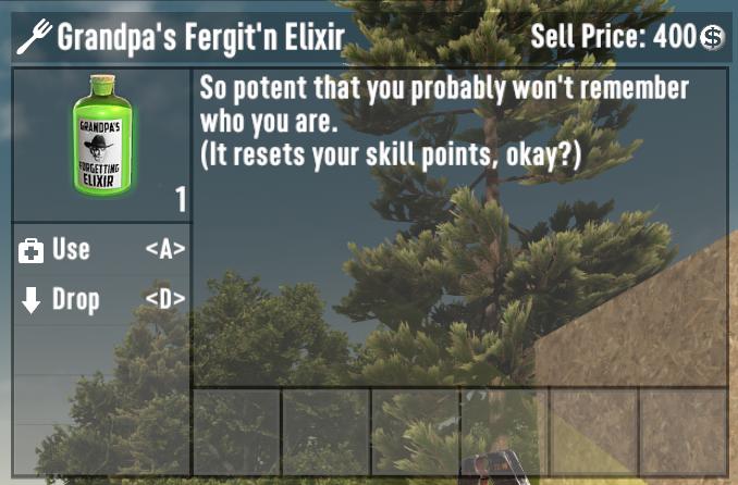 Ziehe das Elixier in dein Inventar in 7D2D 1.0