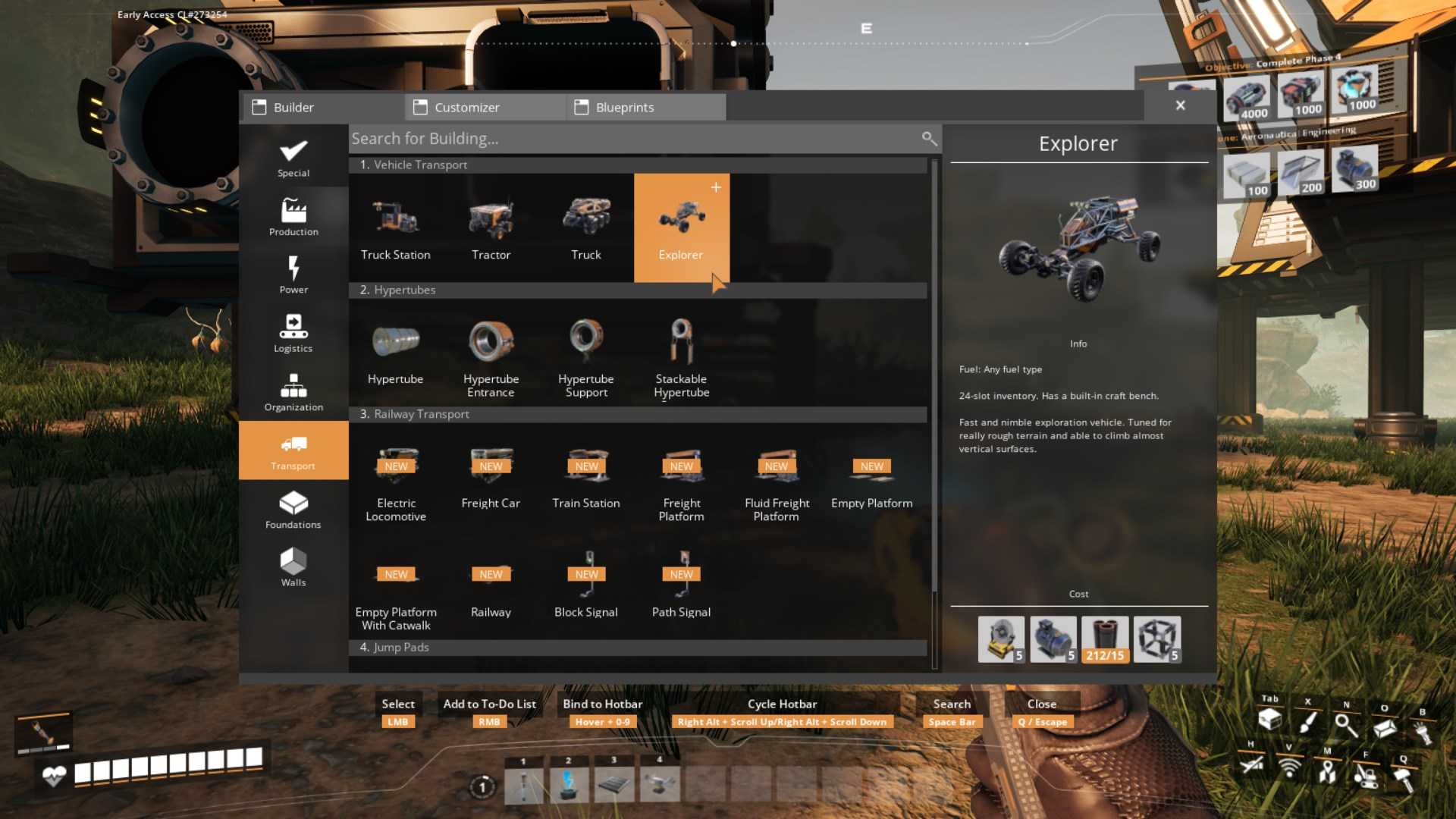 Sammle Kristalloszillatoren, Motoren, Stahlrohre und schwere Module, um deinen Explorer in Satisfactory zu bauen