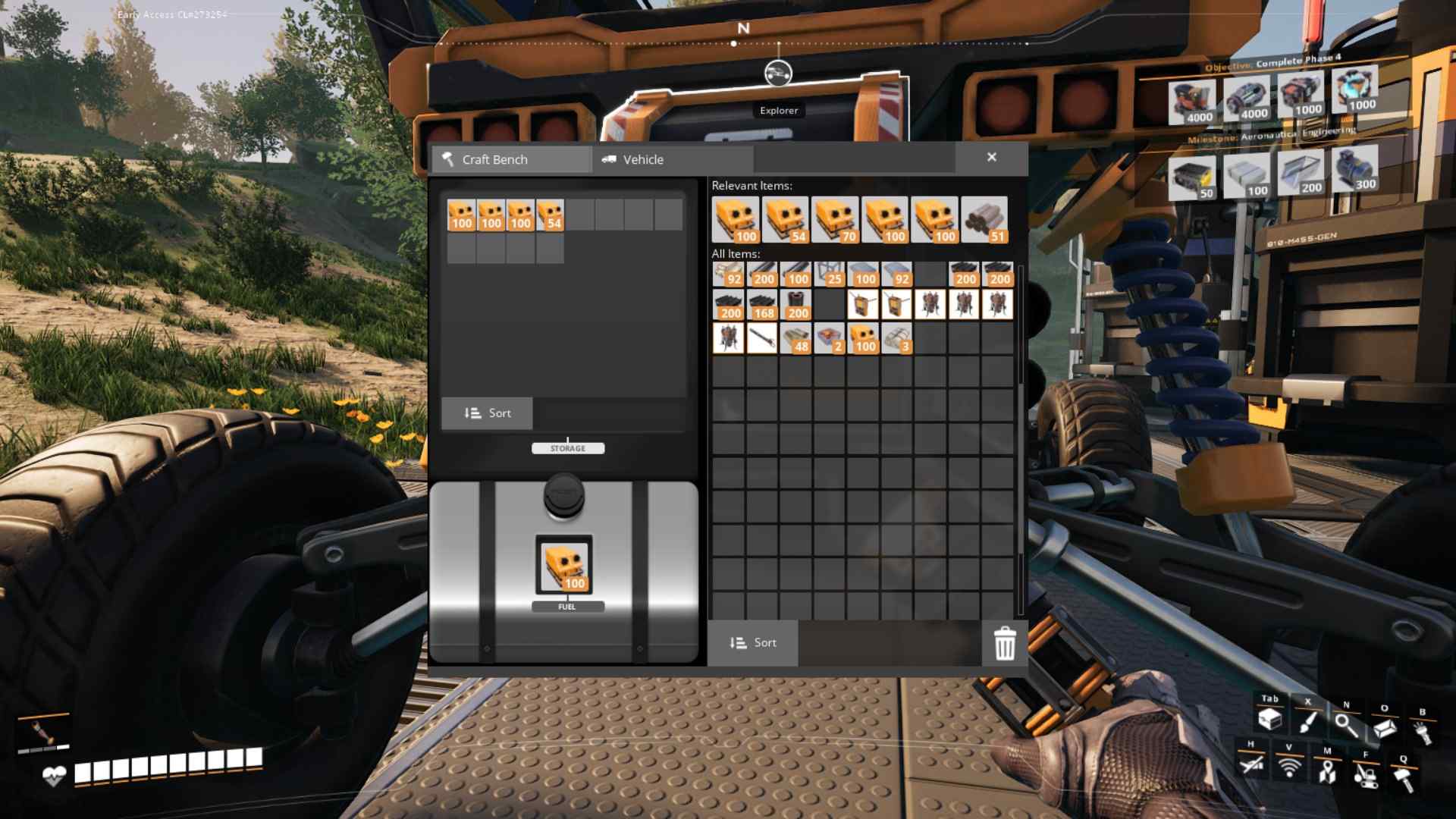 Befülle den Treibstoff-Slot deines Fahrzeugs und lagere etwas Treibstoff im Inventar