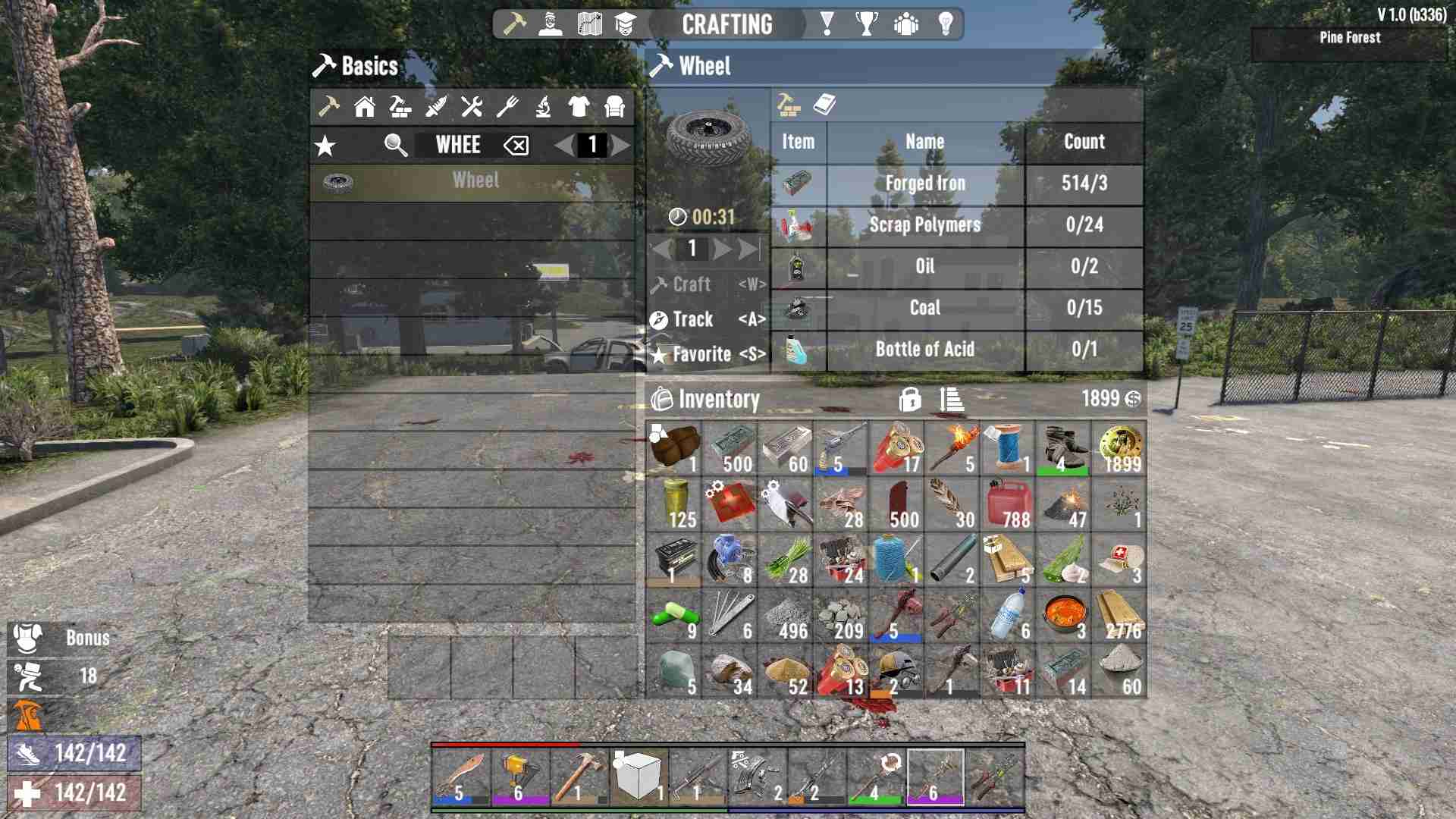 Craft Your Wheels Using Forged Iron in 7D2D 1.0