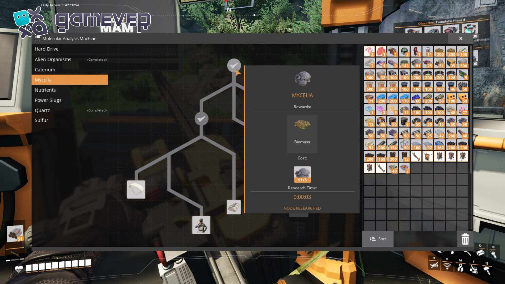 Desbloquea Micelio en el MAM en tu base en Satisfactory