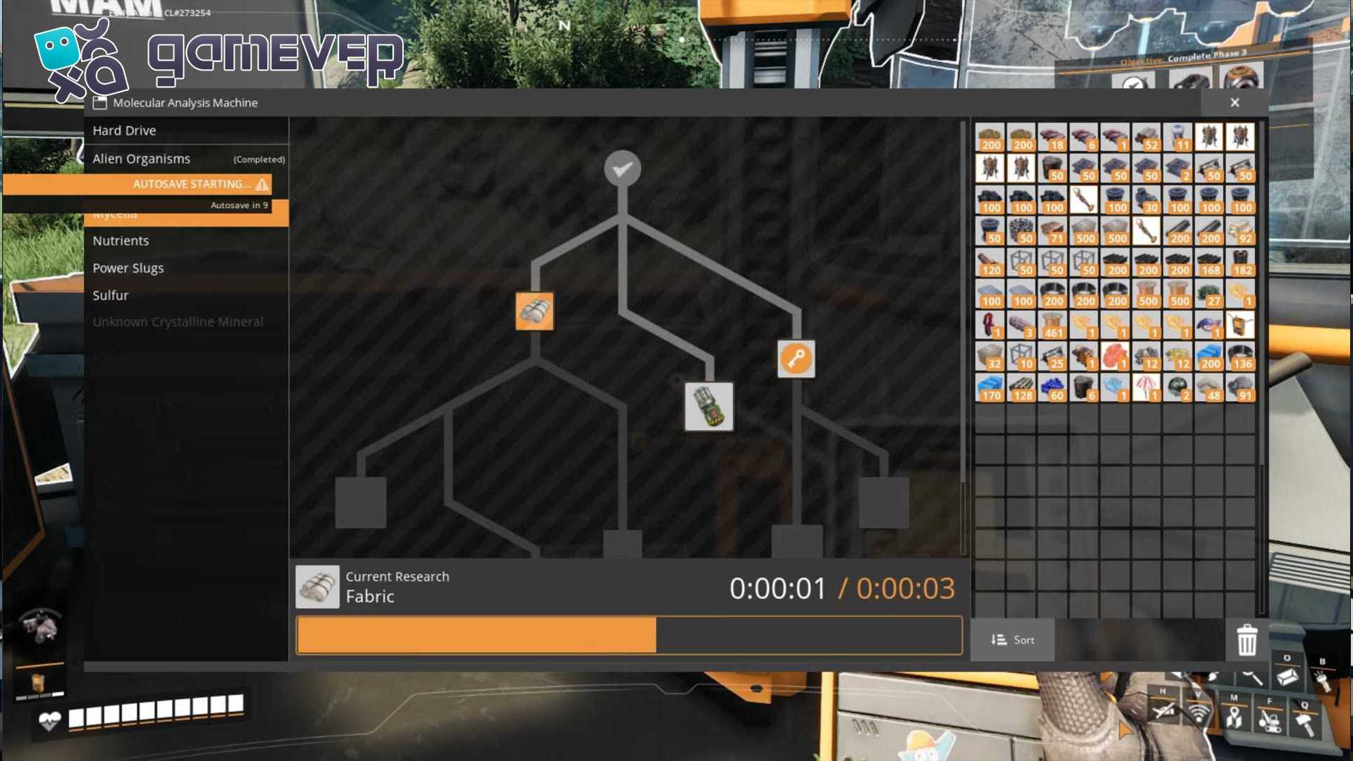 Desbloquea Tejido investigando en la estación MAM en Satisfactory