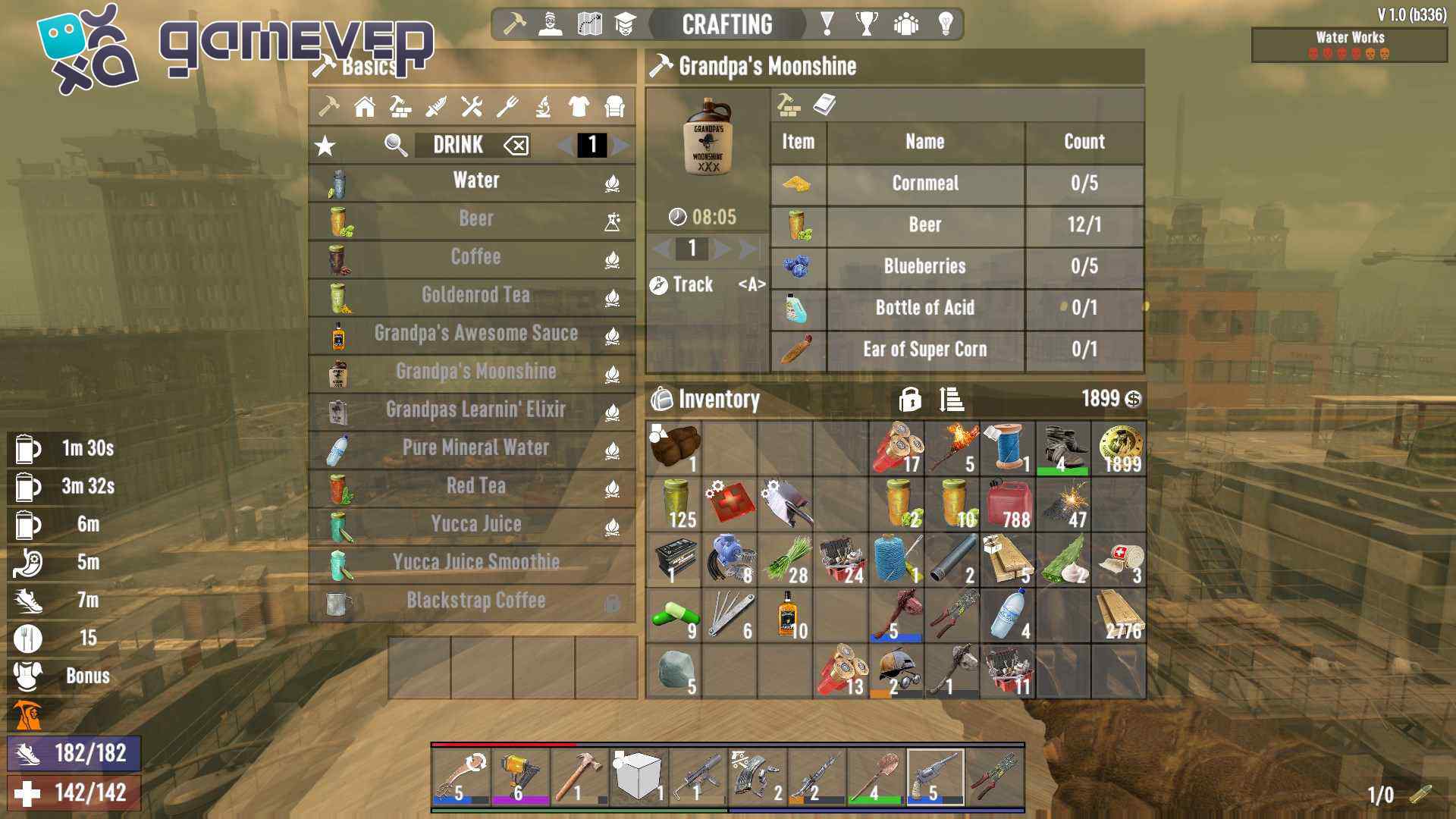 Usa áreas seguras para esperar a que pase la intoxicación por alcohol en 7D2D 1.0