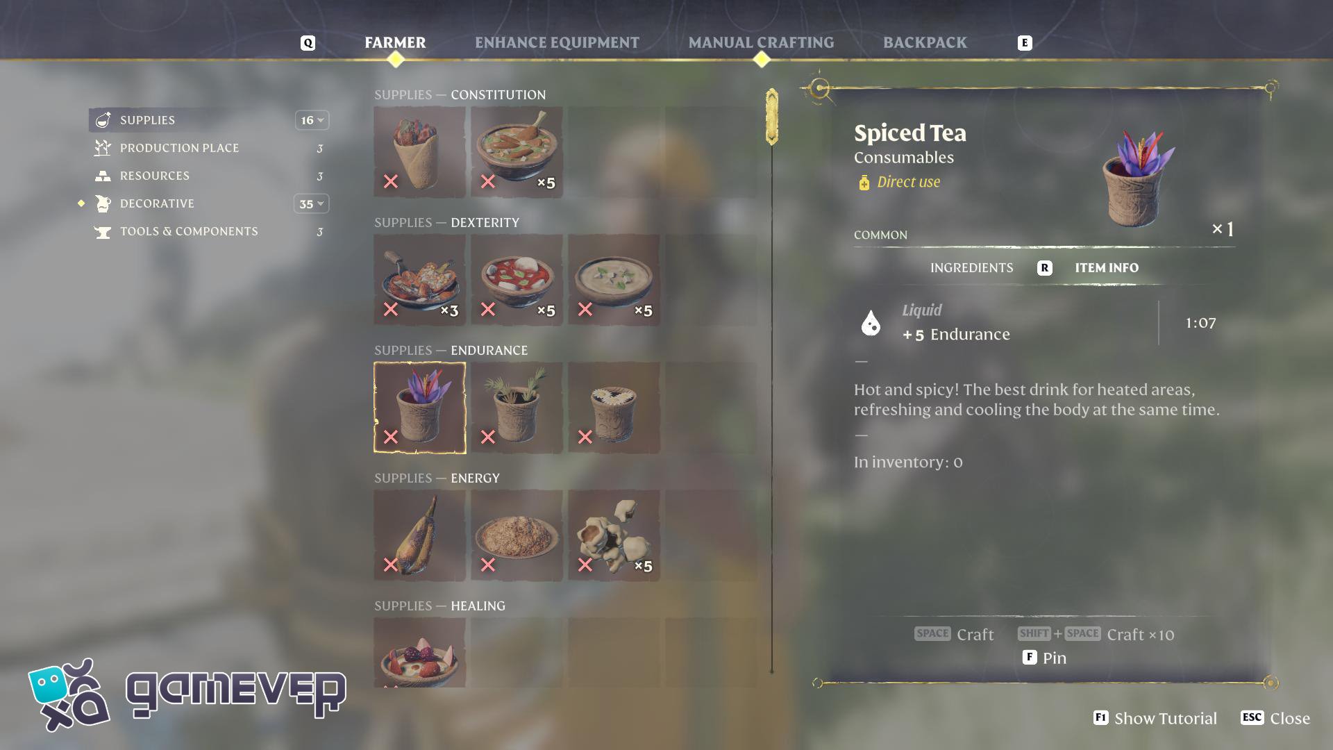 Mantente curado y con energía con los mejores consumibles en Enshrouded