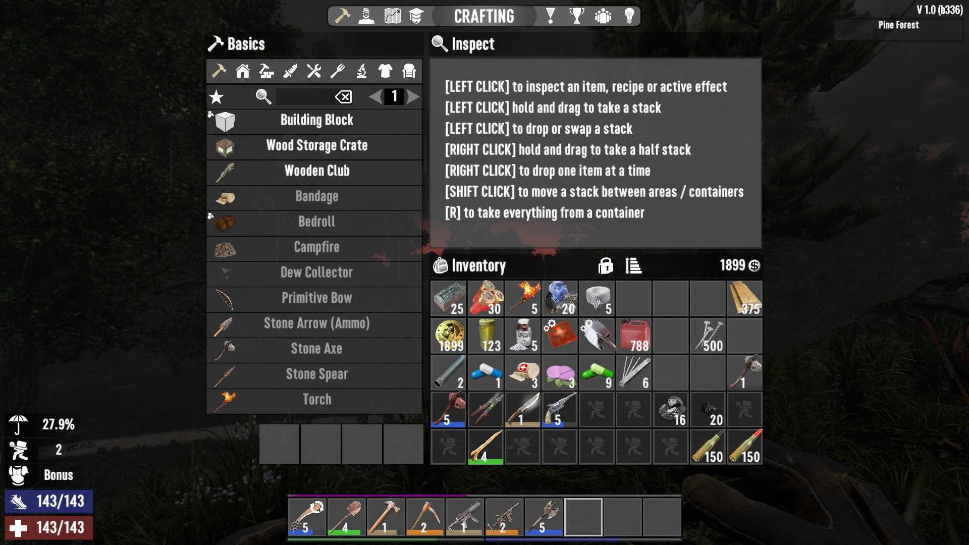 Drücke Tab, um das Crafting-Menü in 7D2D 1.0 zu öffnen