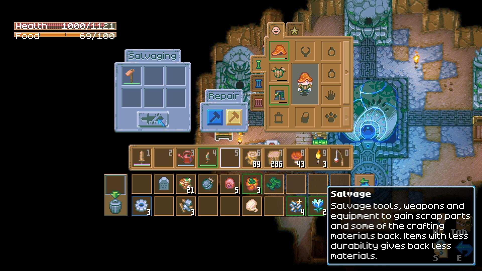 Wiederverwerte unerwünschte Gegenstände für Schrottteile in Core Keeper 1.0