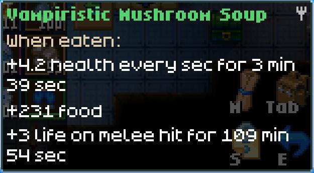 Combine Vampire Eal and Mushroom to get Vampiristic Mushroom Soup in Care Keeper 1.0