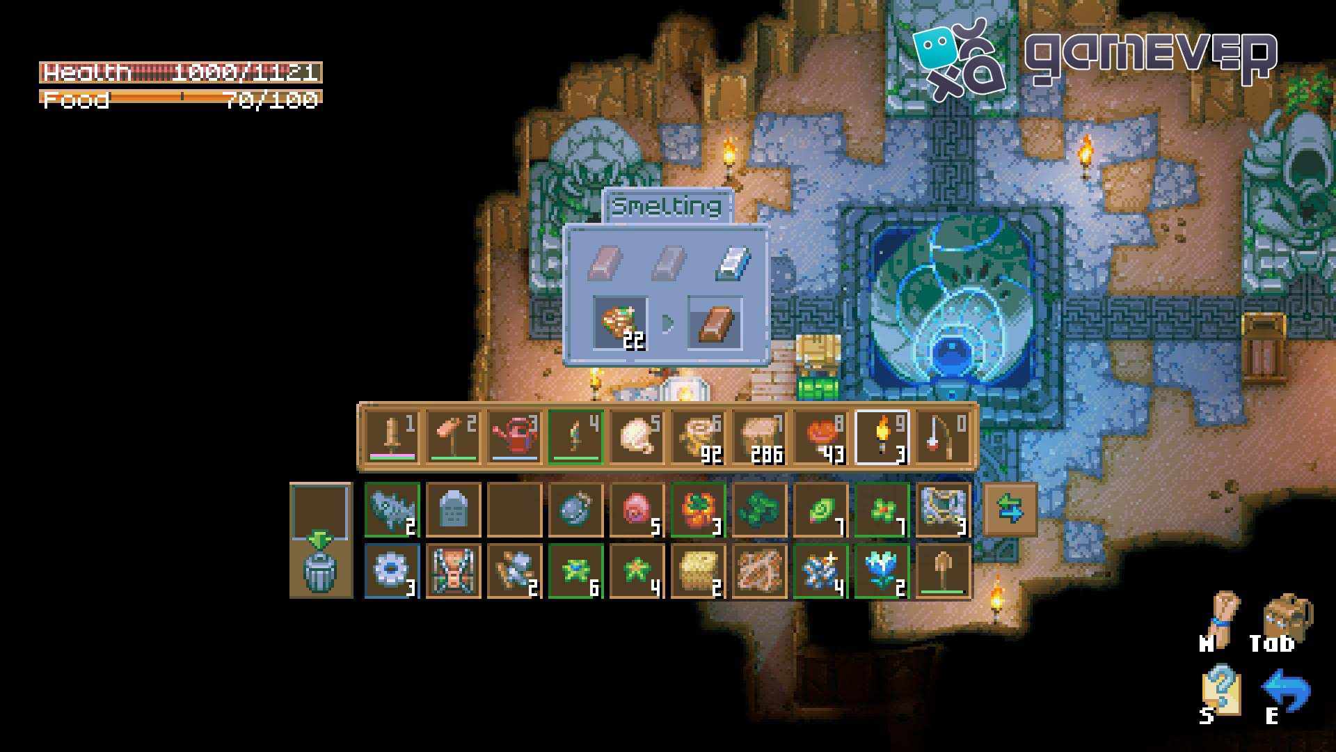 Funde Mineral de Cobre en Lingotes usando un Horno en Core Keeper 1.0