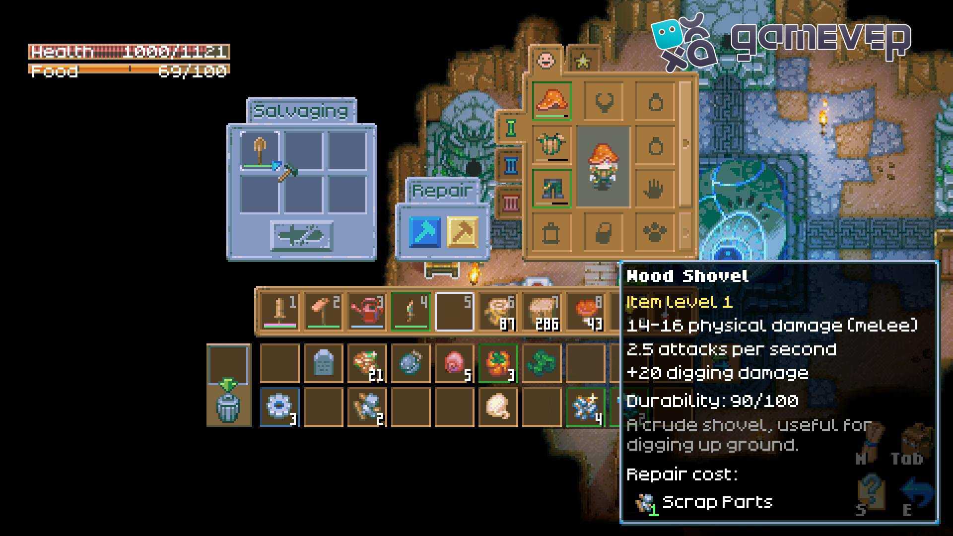 Repara tu equipo con el botón azul de reparación en Core Keeper 1.0