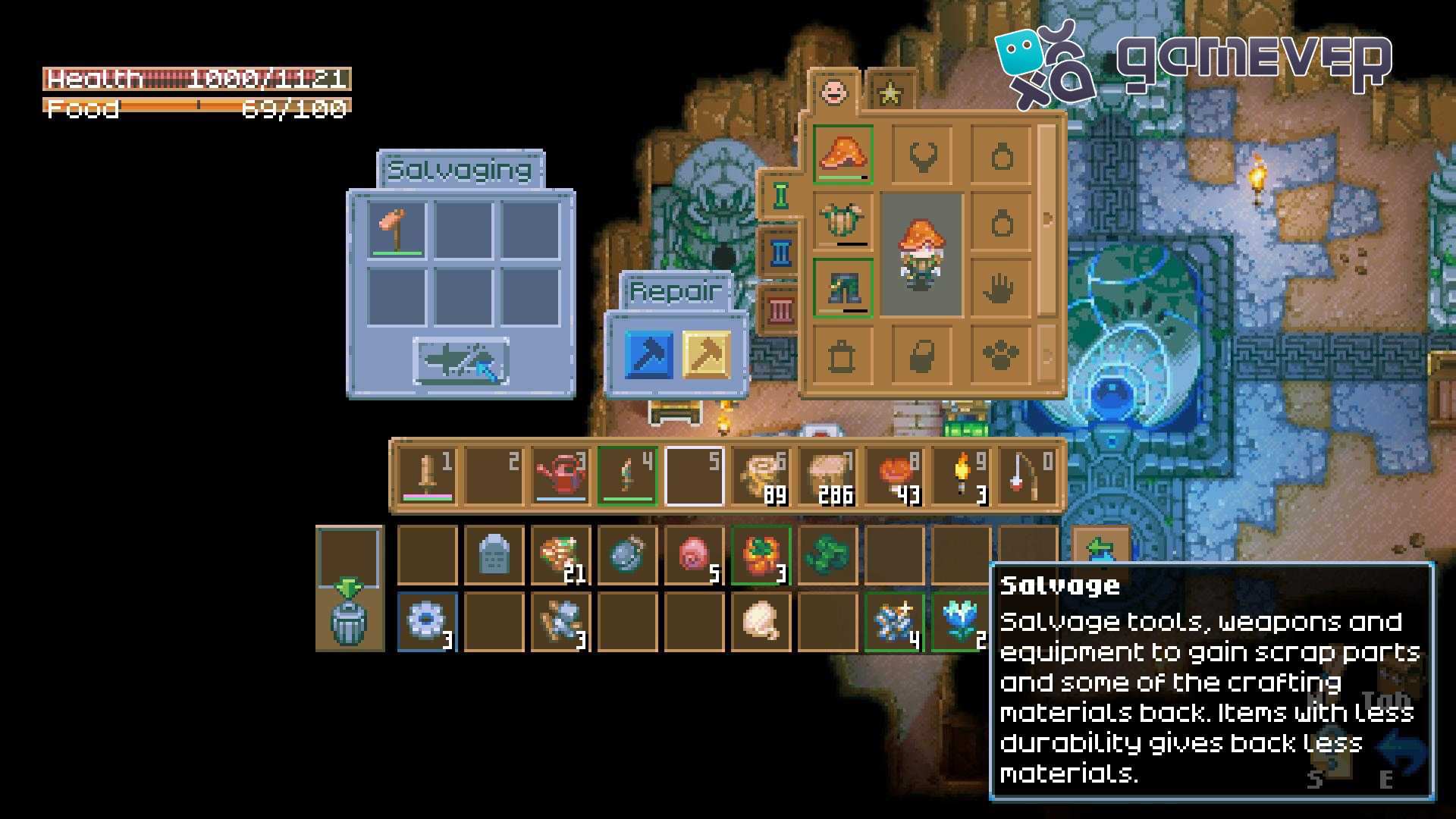 Recicla objetos no deseados para obtener Piezas de Chatarra en Core Keeper 1.0
