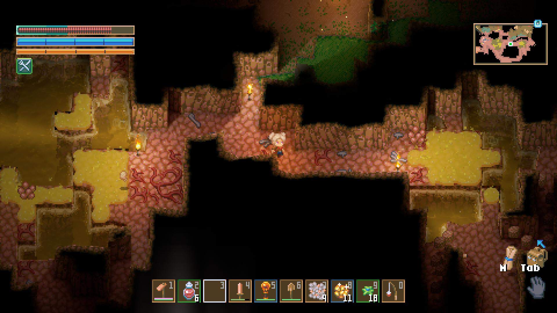 Fische nach Zinnerz im Larva Hive in Core Keeper 1.0