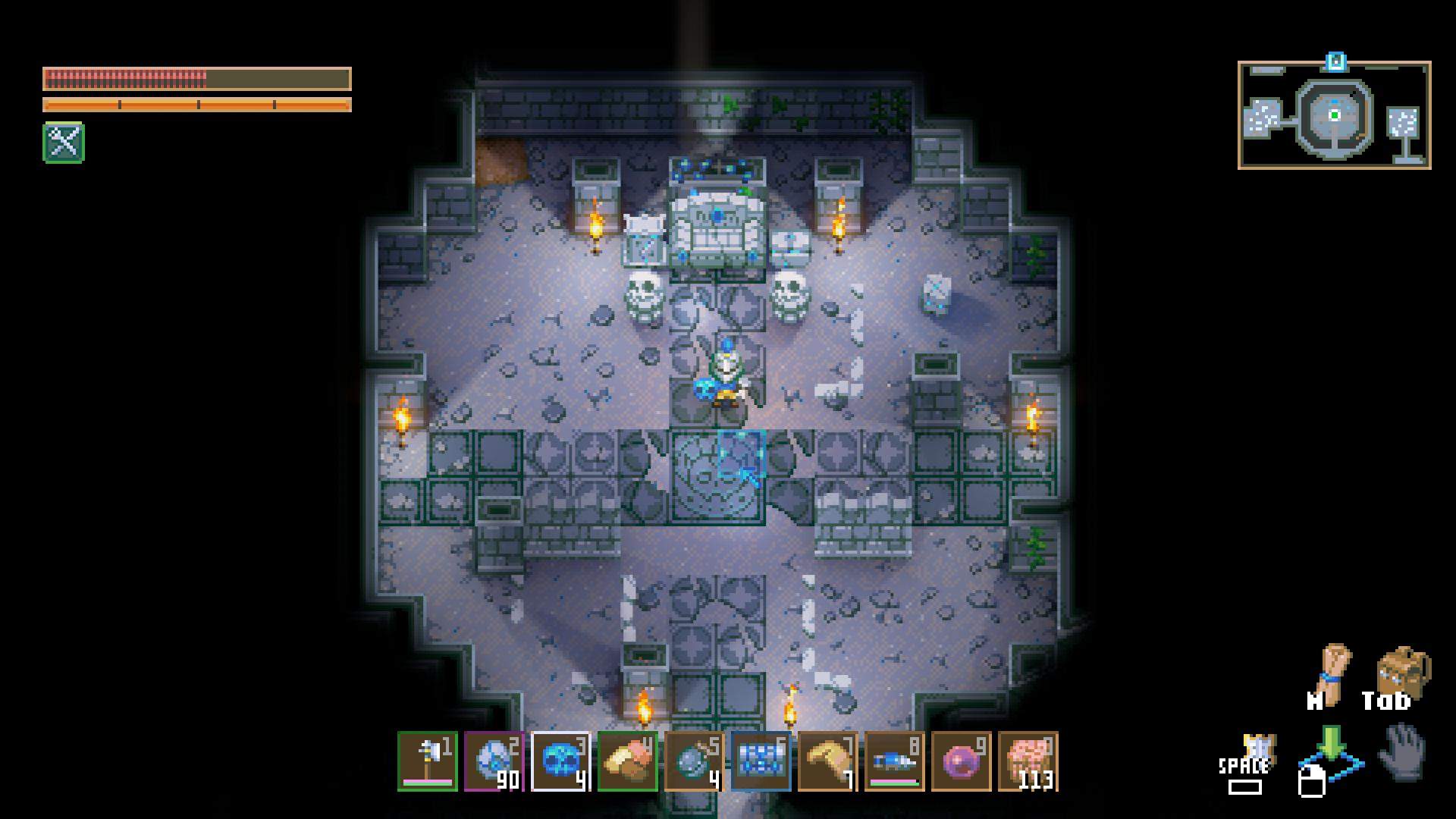 Prepare the area and gear up before the summoning Malugaz in Core Keeper 1.0