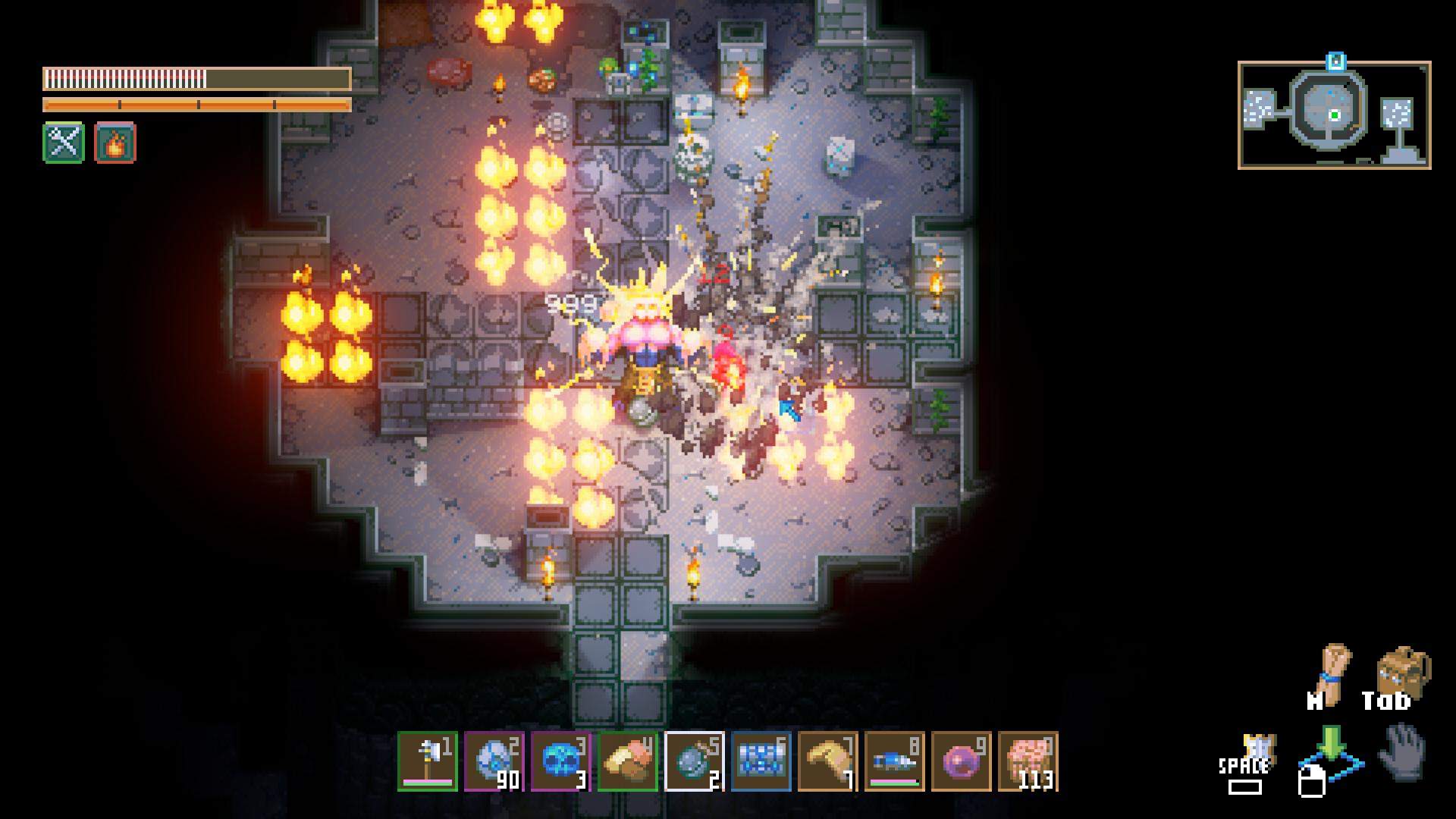 Switch to ranged weapons in Phase Two of Malugaz’s fight in Core Keeper 1.0