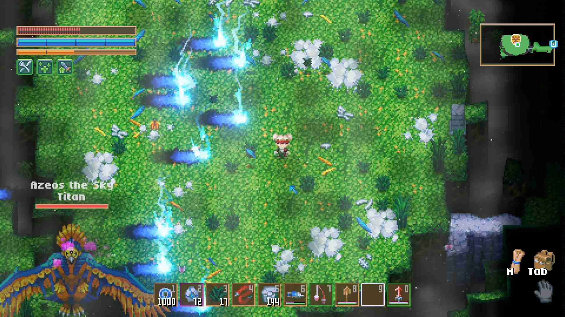 Weiche Azeos' Blitzstrahlen aus und bleibe während des Kampfes in Bewegung in Core Keeper 1.0