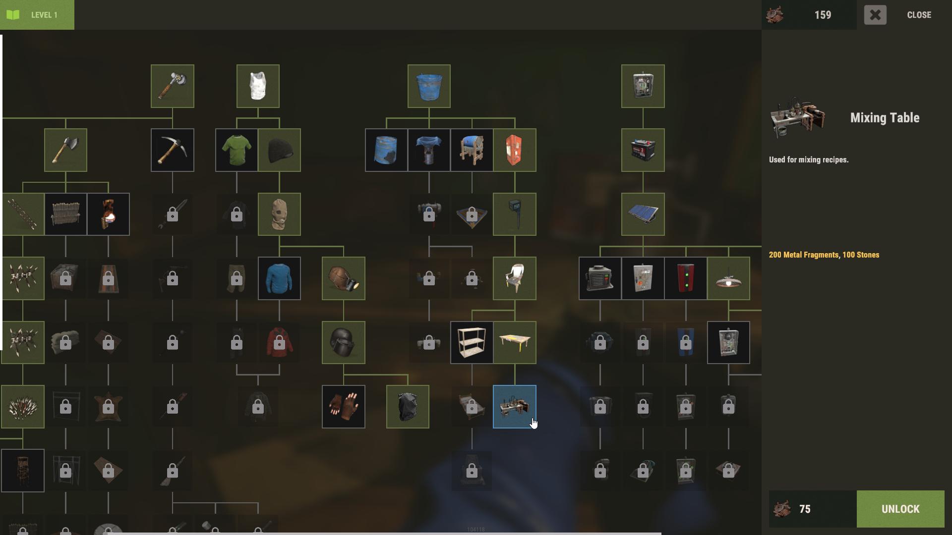 Schalte den Mischtisch an Werkbank Stufe 1 in Rust frei