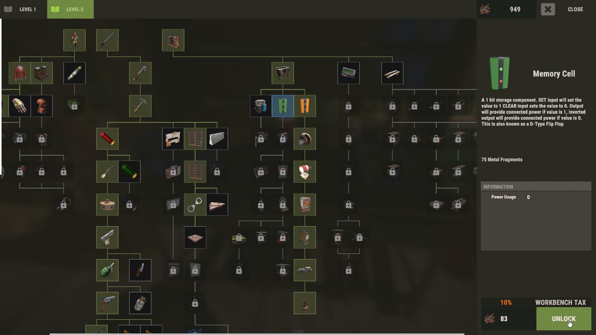 Schalte die Speicherzelle an Werkbank-Stufe 2 in Rust frei