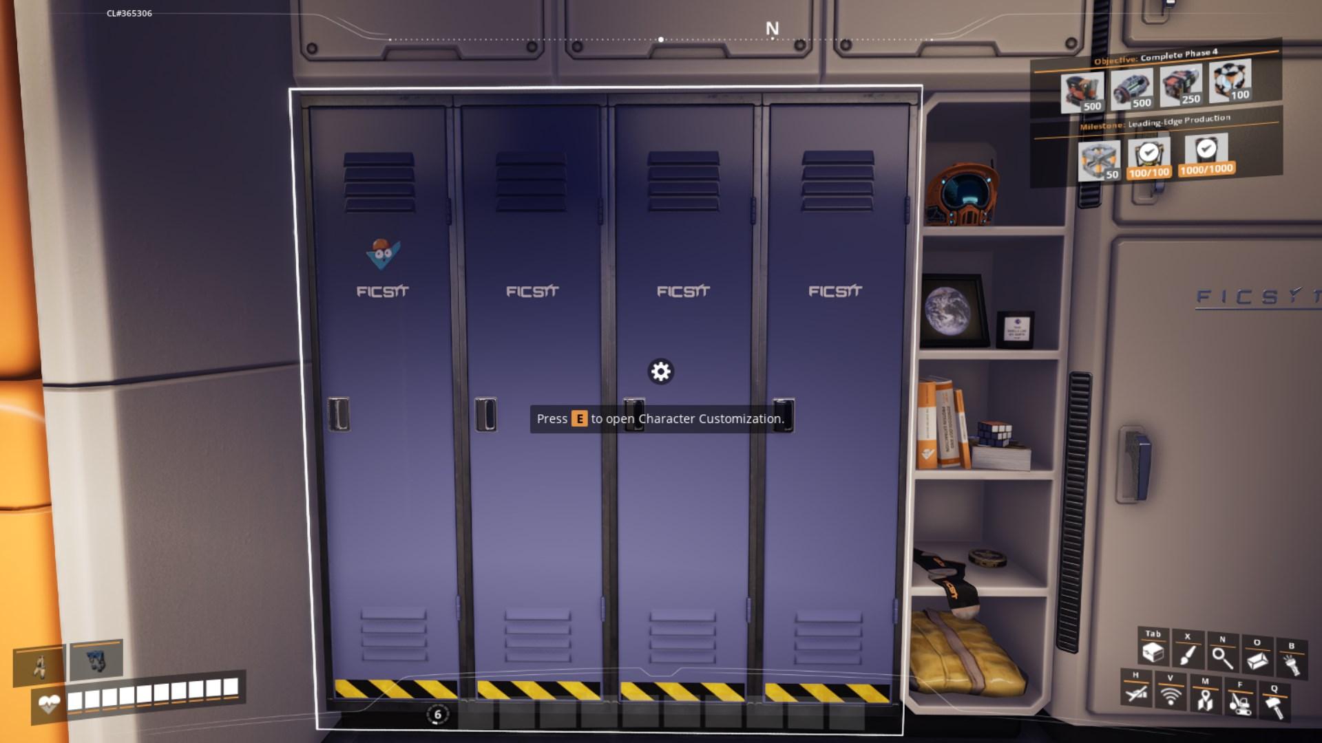 Interagiere mit den Schränken in deinem Hub, um das Anpassungsmenü in Satisfactory Release 1.0 zu öffnen