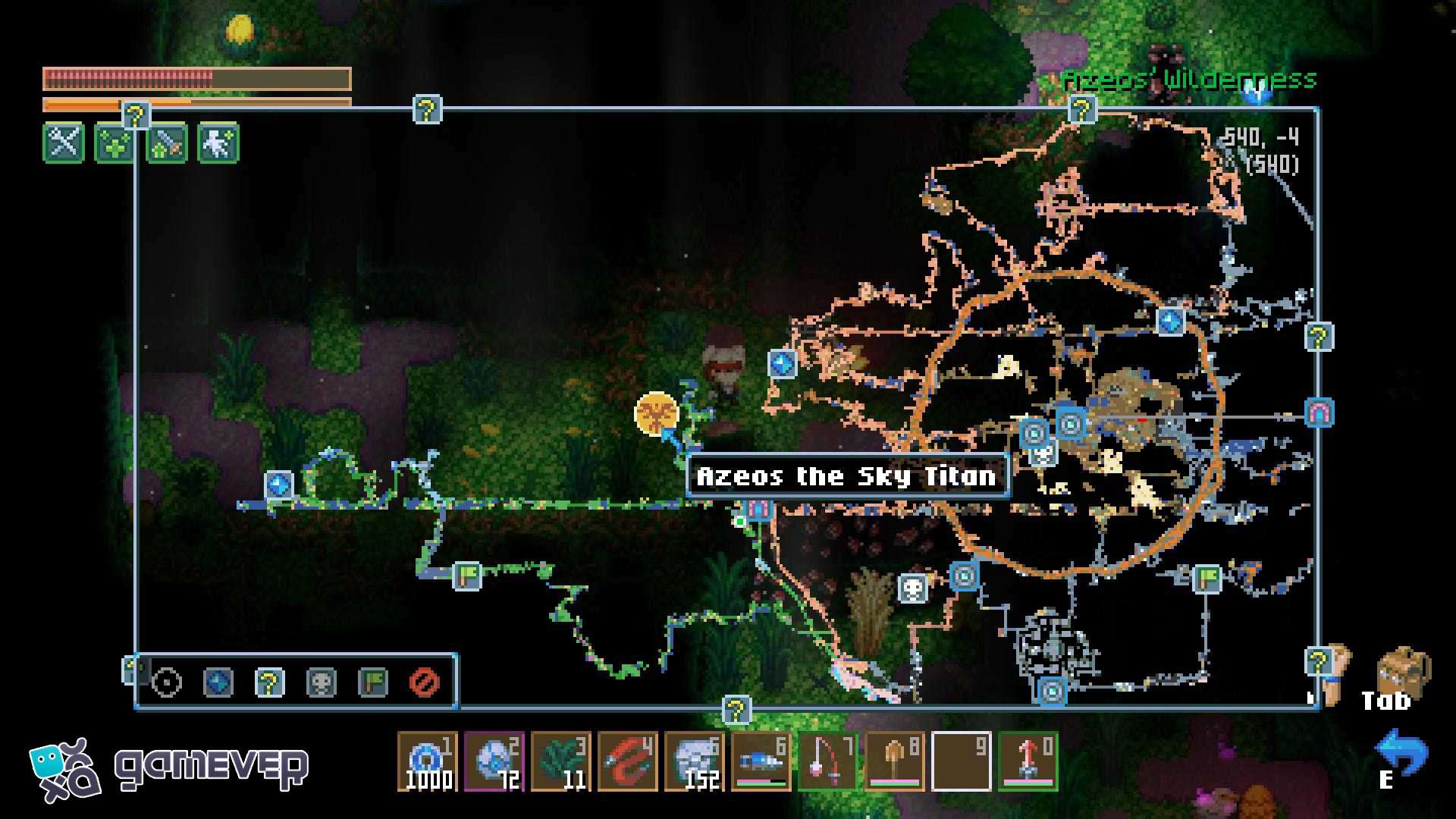 Ubica la arena para Azeos el Titán del Cielo en Core Keeper 1.0.