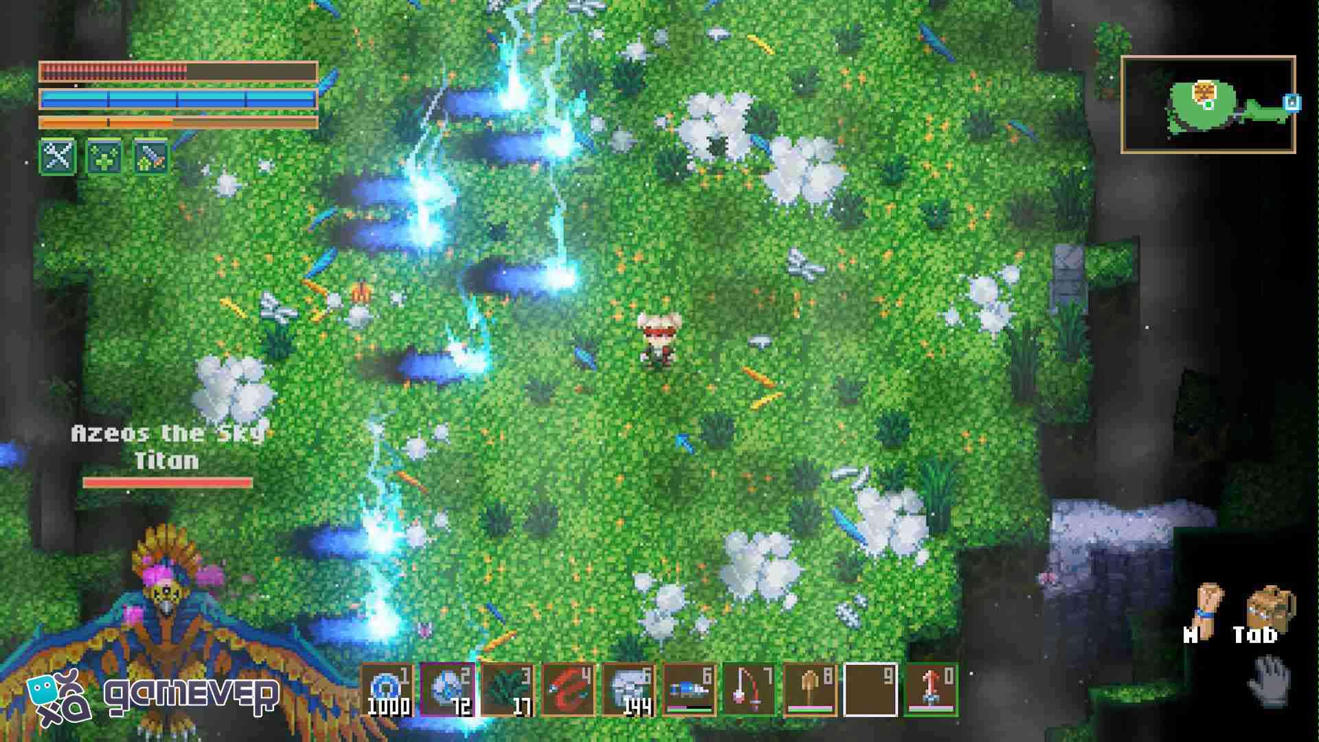 Esquiva los rayos de Azeos y mantente ágil durante la batalla en Core Keeper 1.0.
