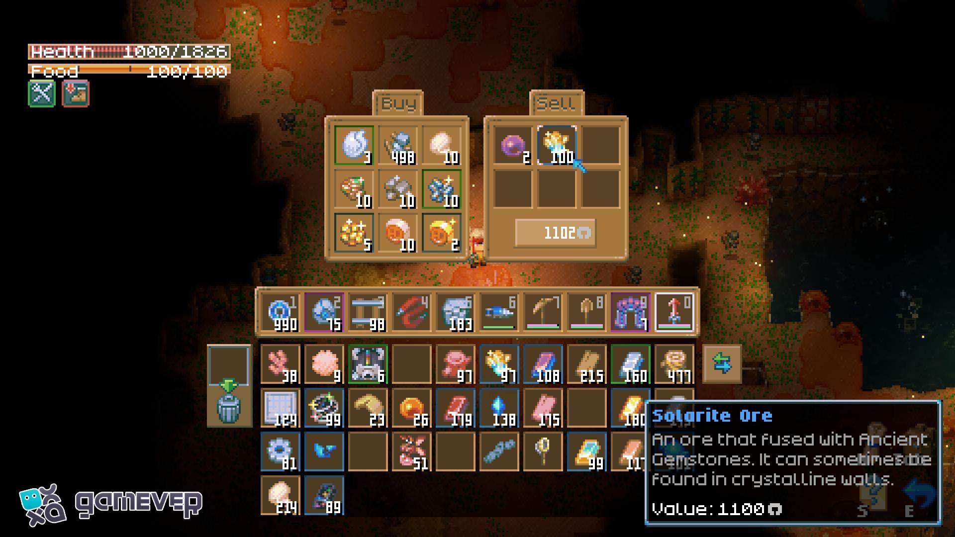 Derrota a los jefes y vende su botín por grandes recompensas en Monedas Antiguas en Core Keeper 1.0.