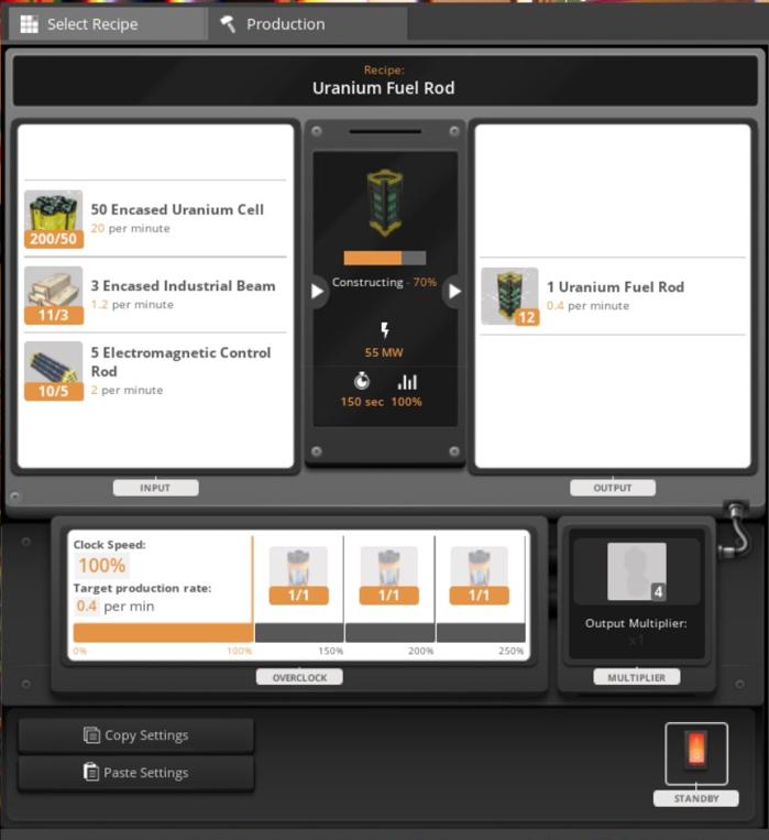 Baue Hersteller zur Produktion von Uranbrennstoffstäben in Satisfactory Release 1.0
