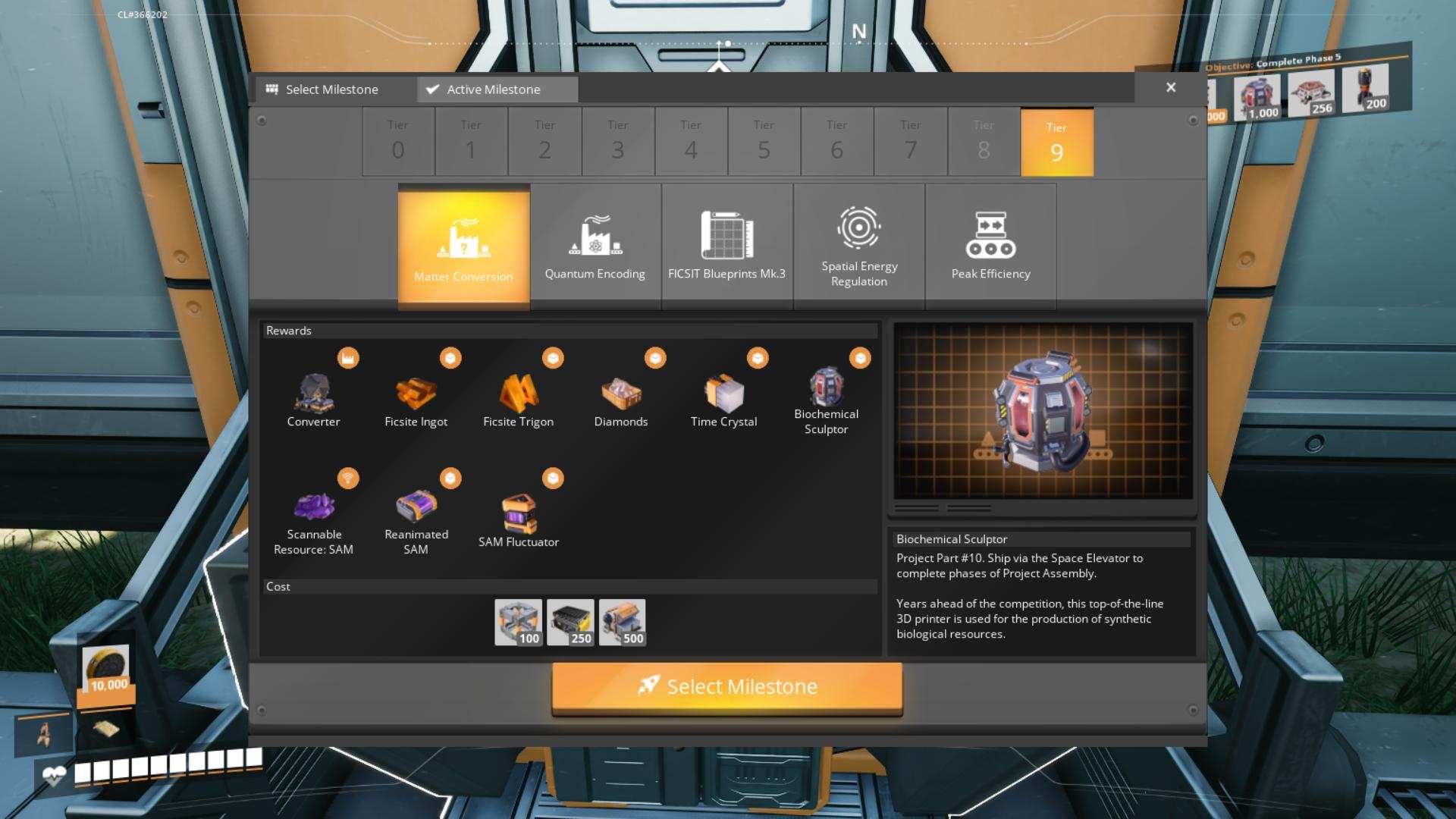Schalte den Konverter in Stufe 9 unter „Matter Conversion“ in Satisfactory Release 1.0 frei