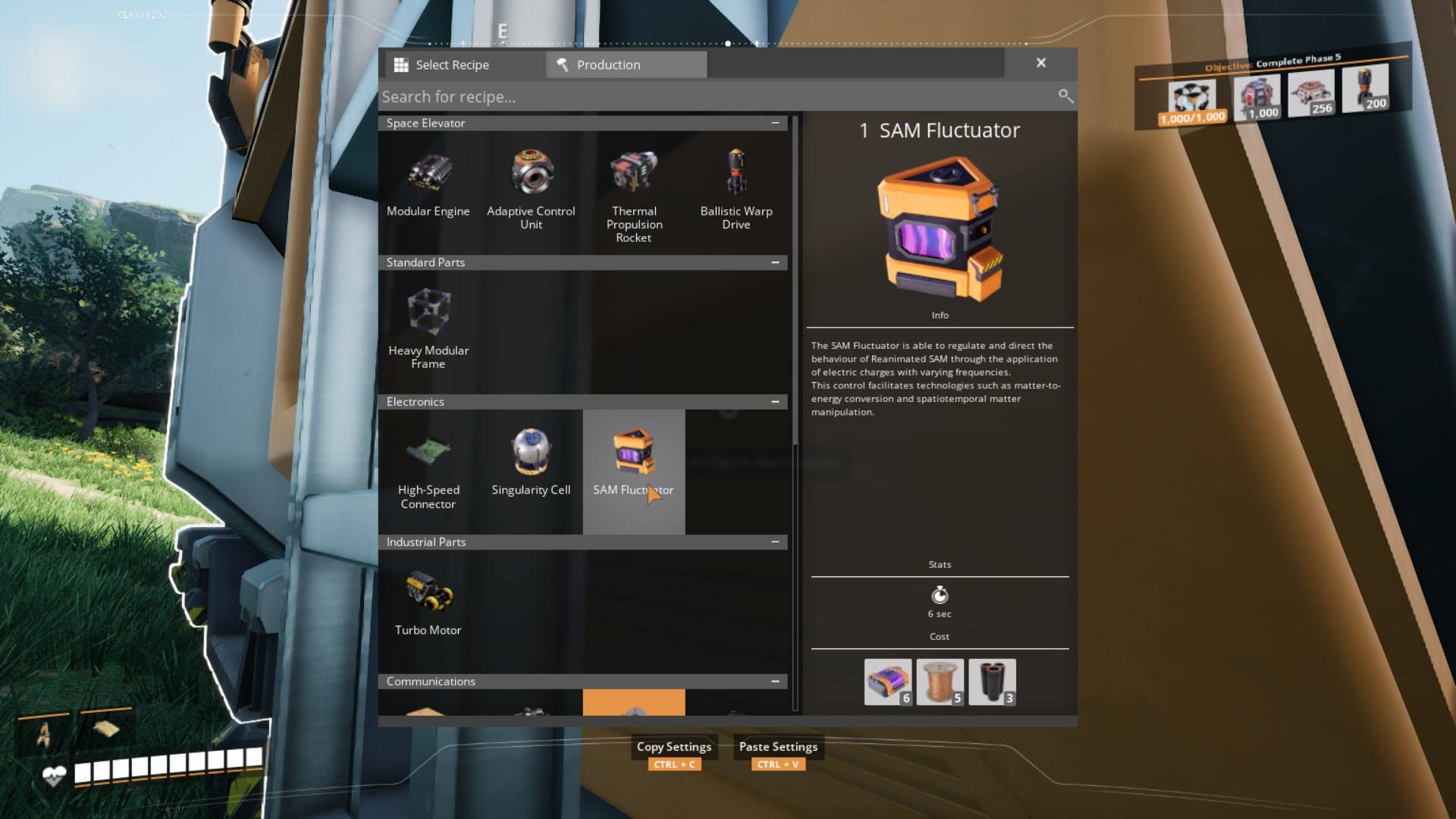Sammle Reanimierte SAM, Stahlrohre und Drähte für SAM-Fluktuatoren in Satisfactory Release 1.0