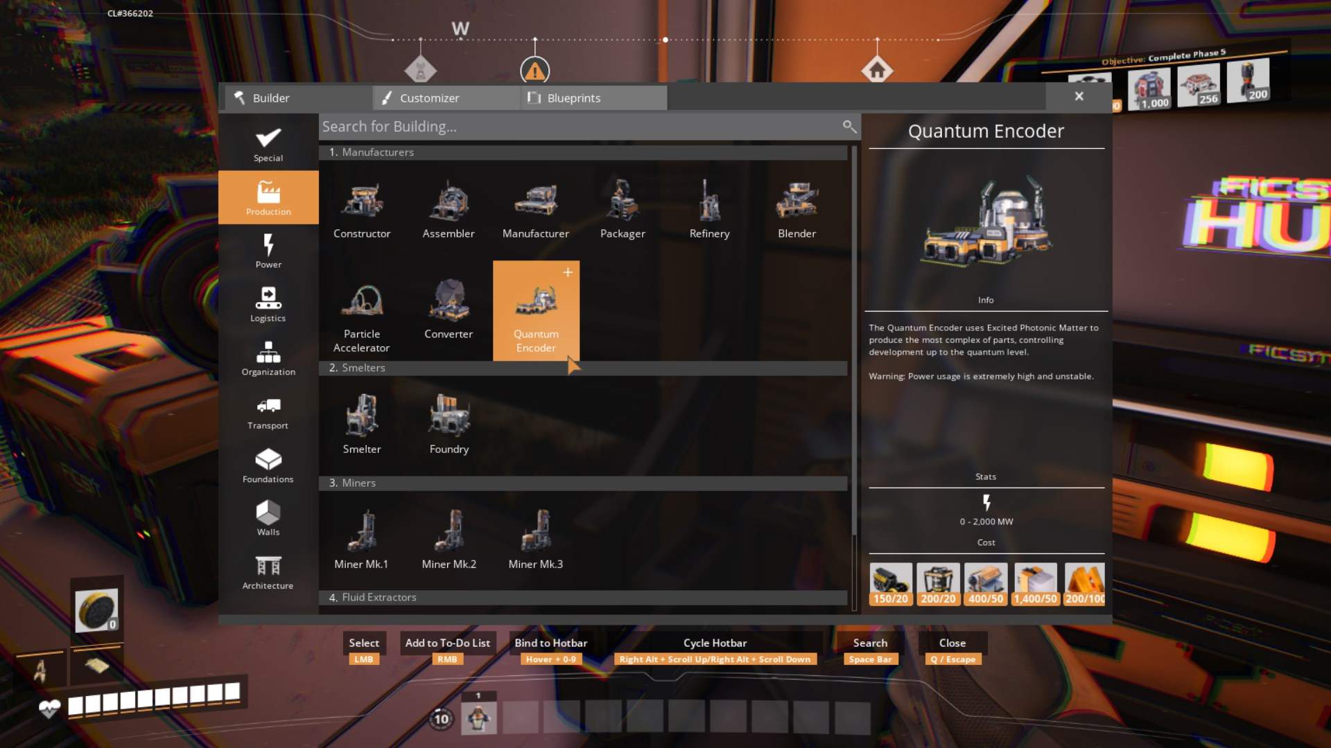 Sammle Ressourcen für den Quantenkodierer in Satisfactory Release 1.0