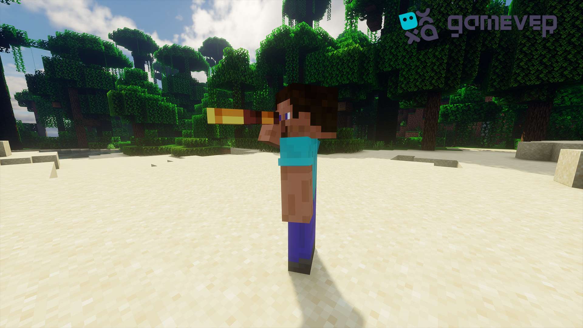 A player with a spyglass in Minecraft