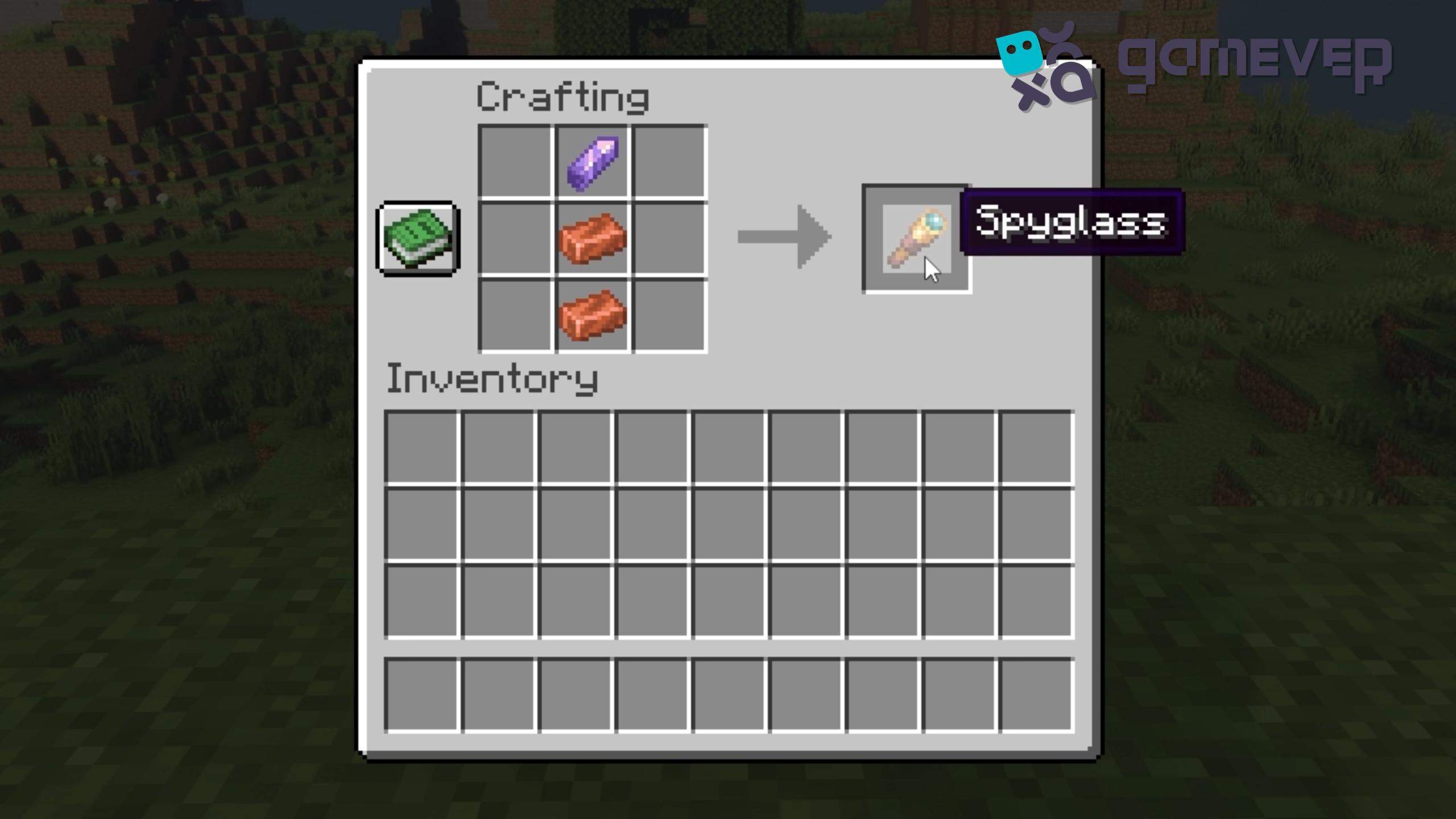 Correct placement of the copper ingots on the crafting grid