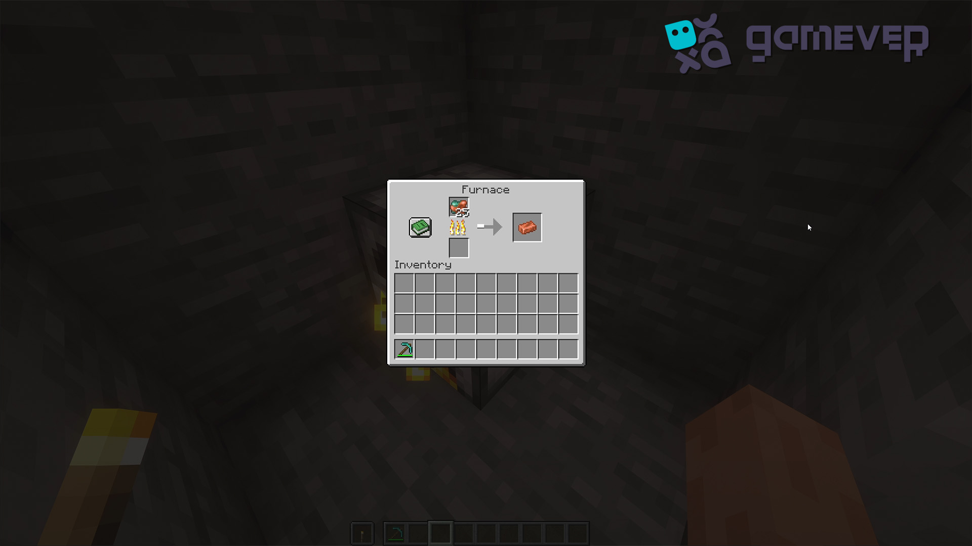 Smelting copper ore in a furnace in Minecraft