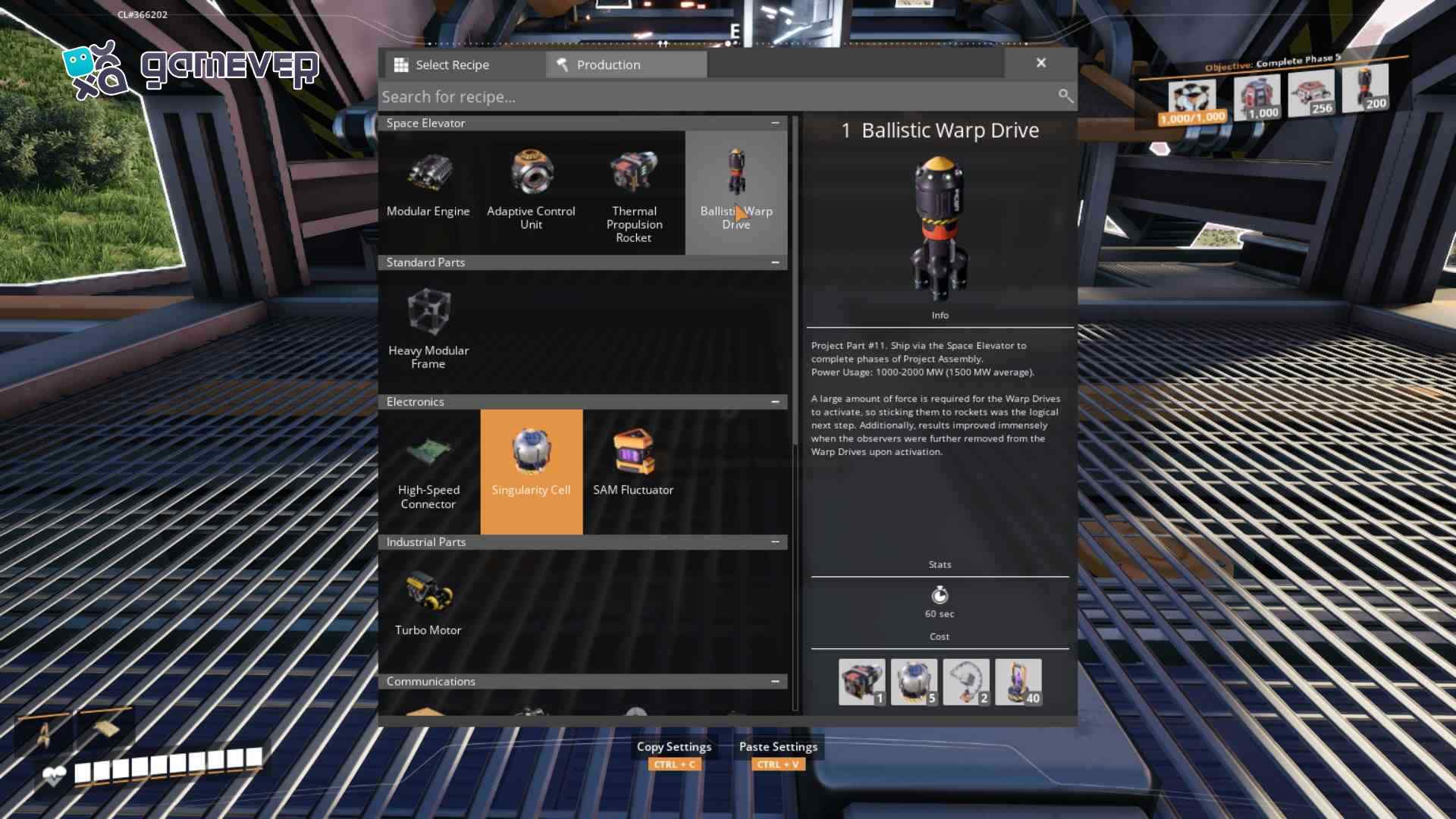 Reúne los materiales para la Unidad de deformación balística en la versión 1.0 de Satisfactory