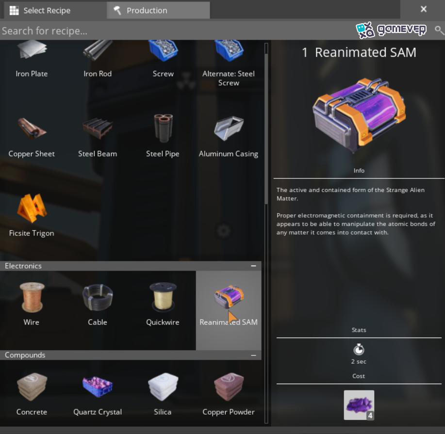 Usa Mineral de MAR para fabricar MAR reanimada en Satisfactory 1.0