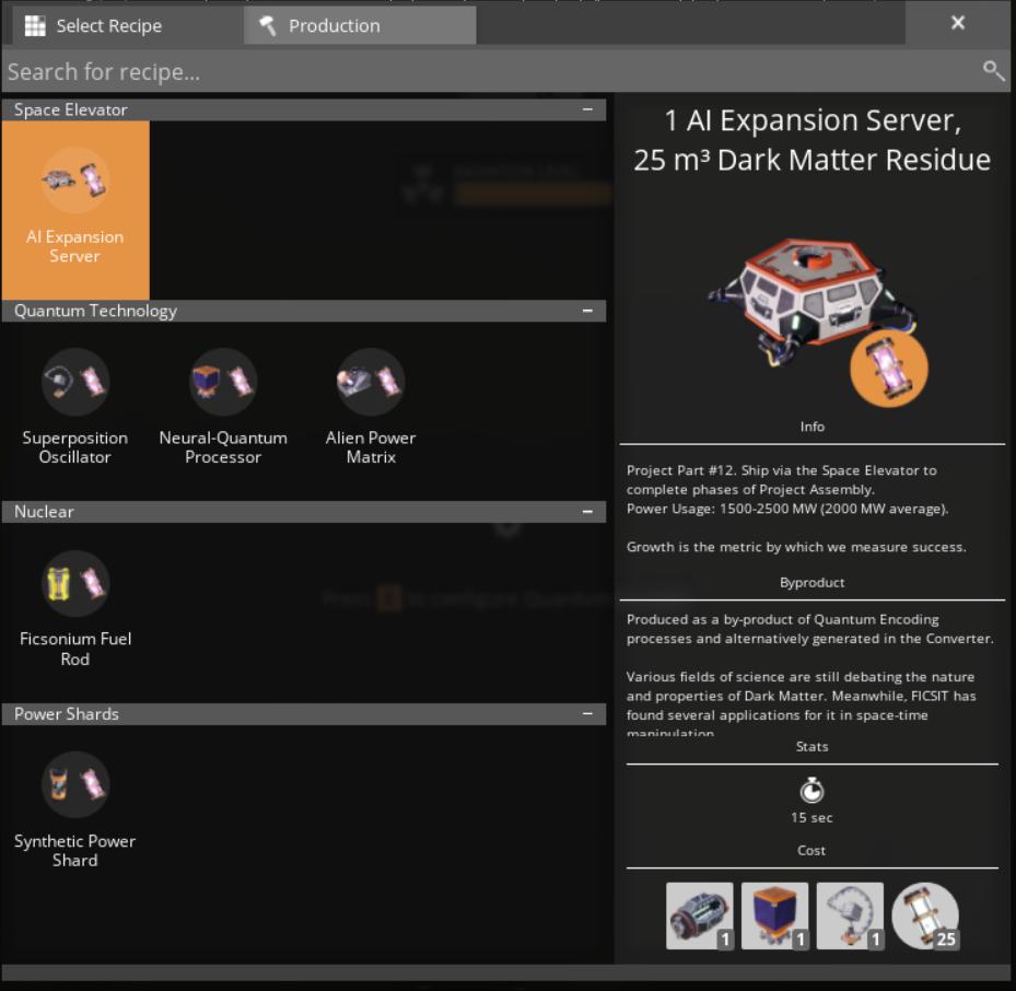 Sammle Ressourcen für KI-Erwaiterungsserver in Satisfactory Version 1.0