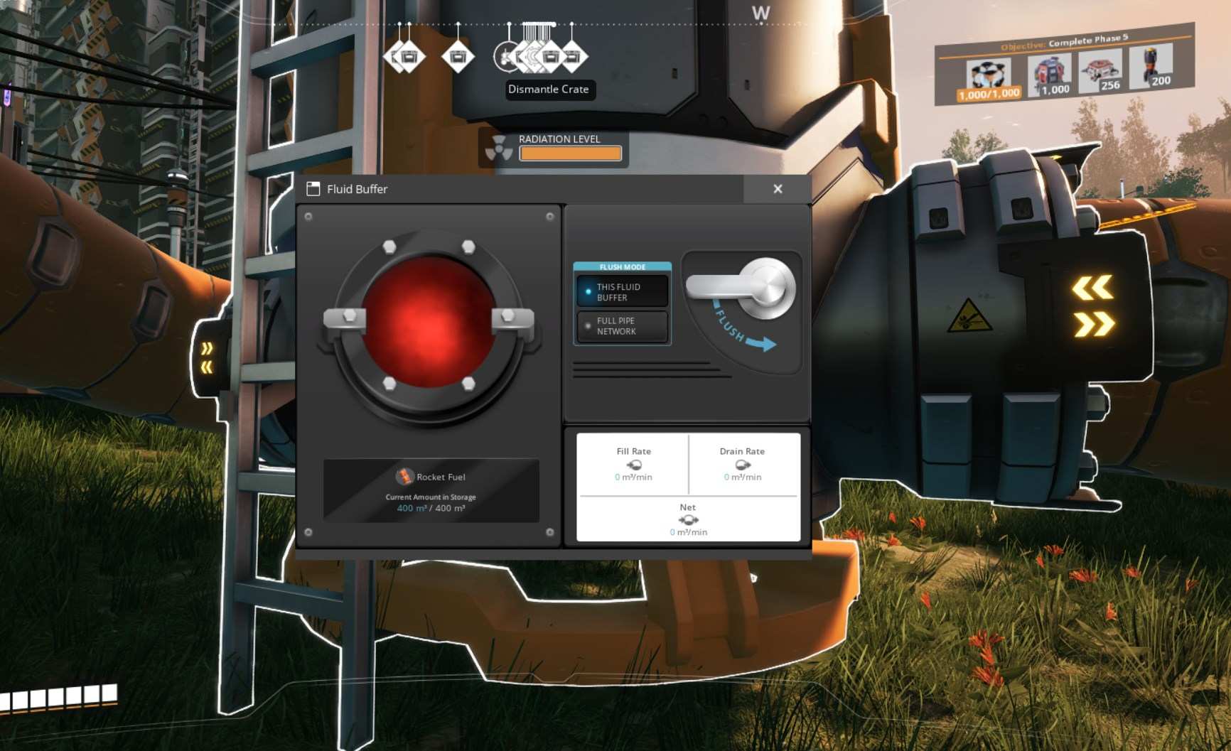 Zbierz świeżo wytworzone paliwo rakietowe w buforze płynów w Satisfactory Release 1.0