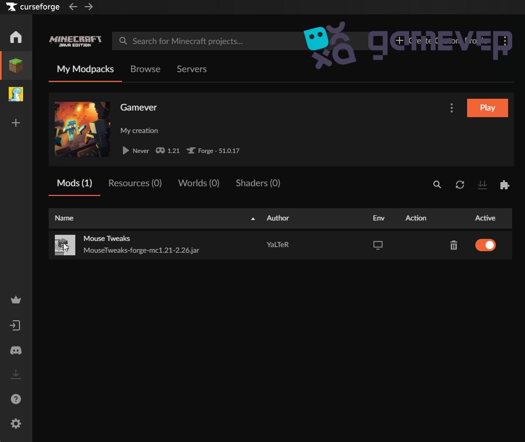 Liste der installierten Mods
