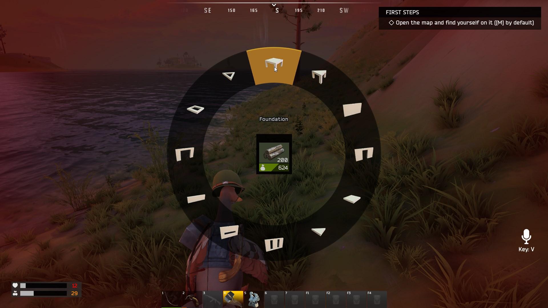 Take a hammer and press RMB to open Building Menu