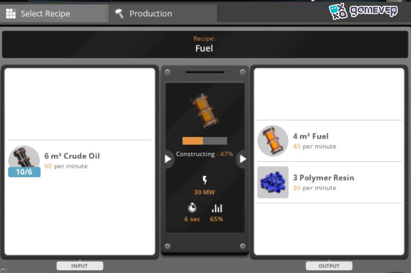 Transforma el petróleo crudo en combustible usando refinerías en la versión 1.0 de Satisfactory