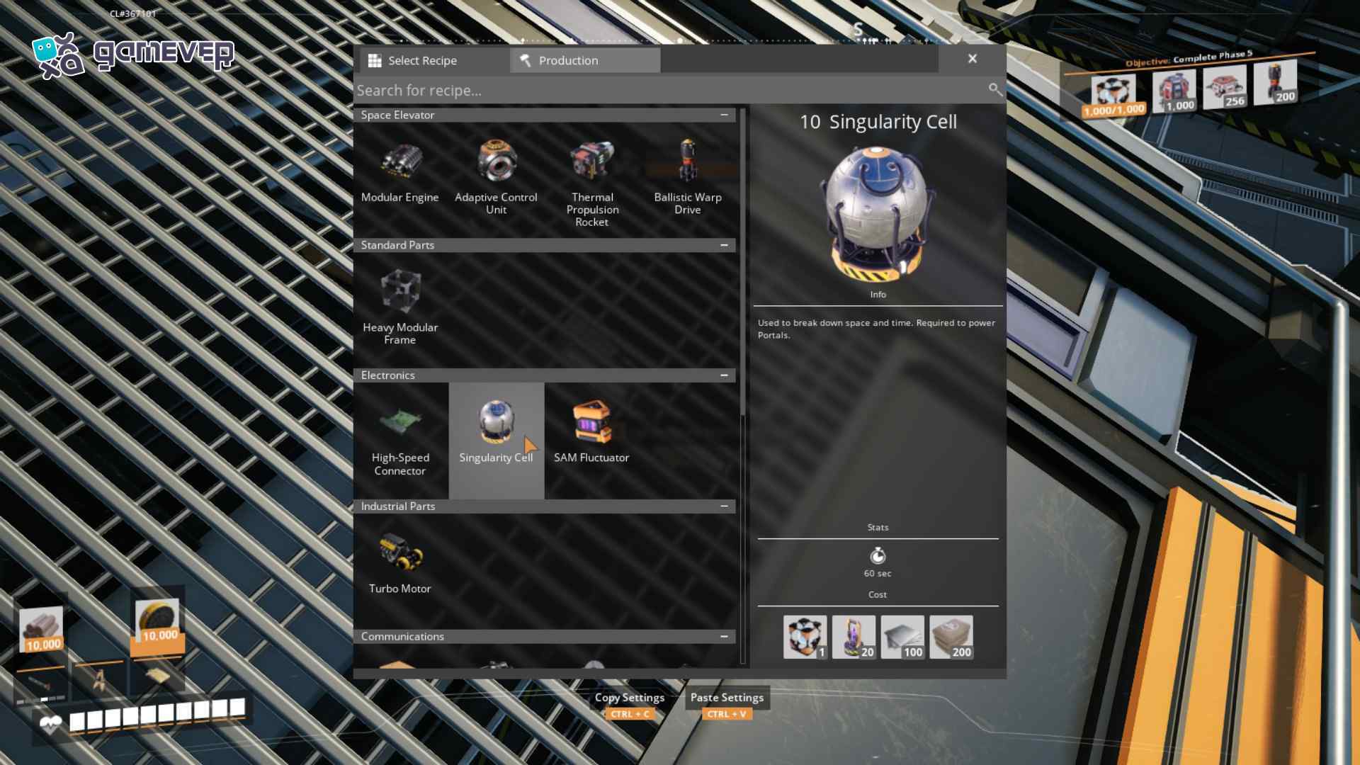 Recoge Células de Singularidad para fabricar Ficsonium en la versión 1.0 de Satisfactory