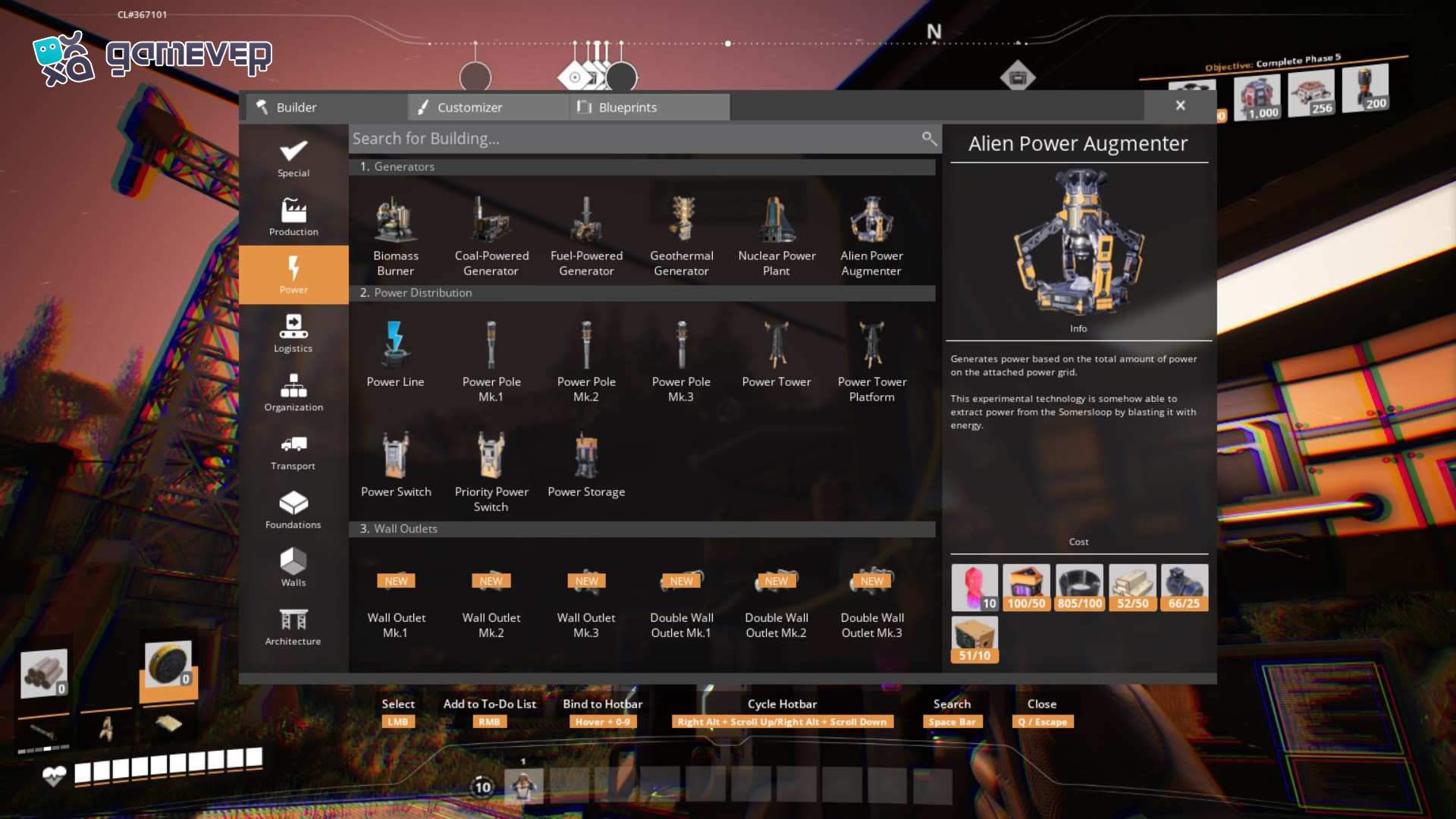 Reúne materiales raros para fabricar el Aumentador en la versión 1.0 de Satisfactory