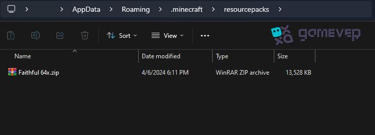 Installiertes Resource Pack im Ordner