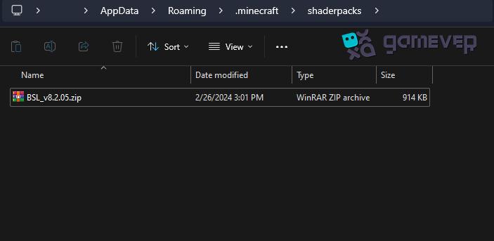 „shaderpacks“-Ordner
