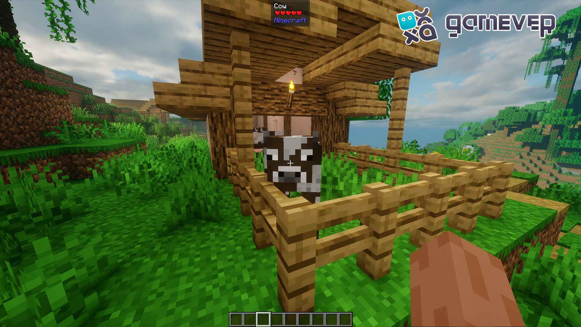 Mostrar el nivel de salud de una vaca en Minecraft