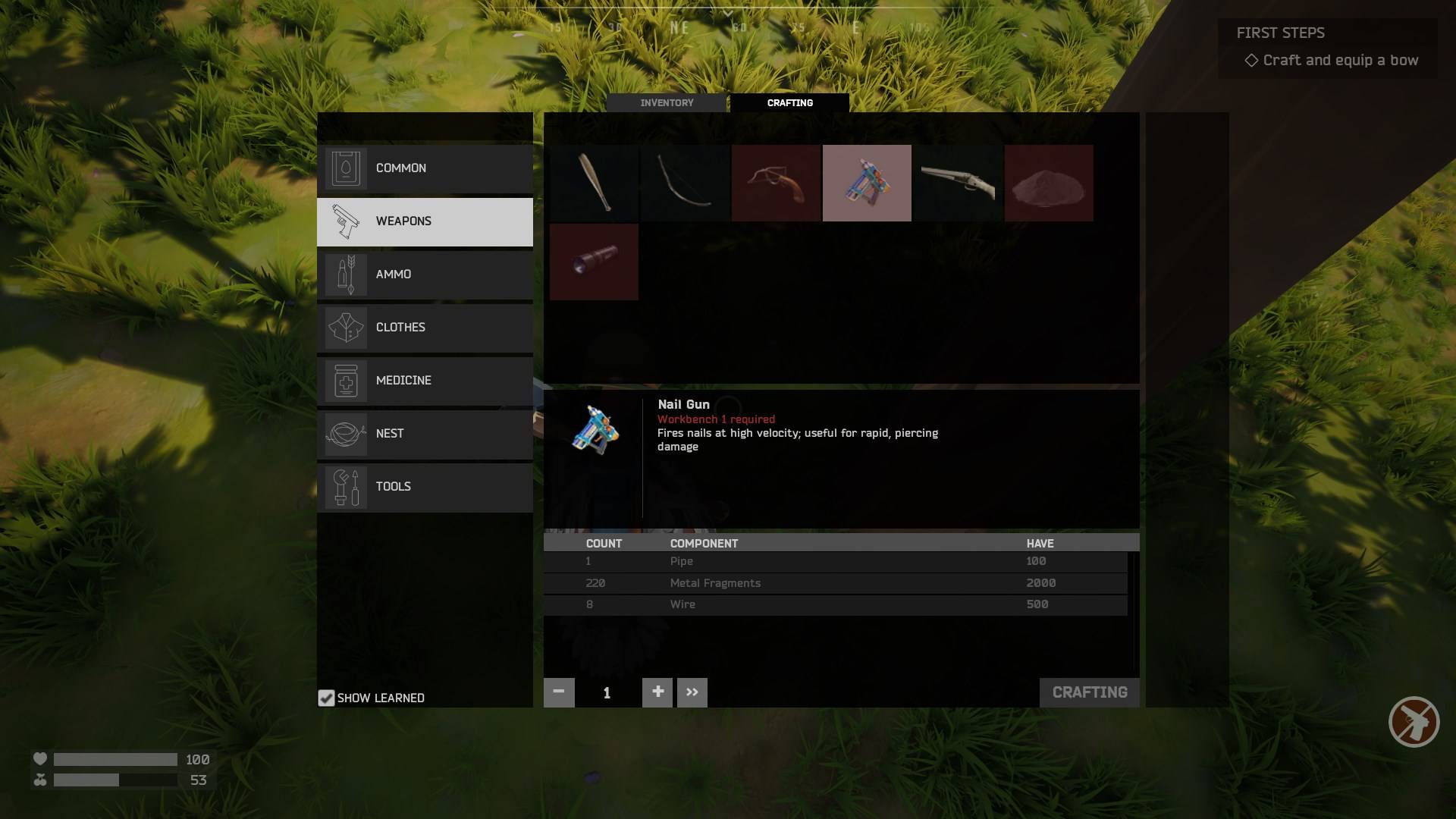 Craft your first weapon in Duckside